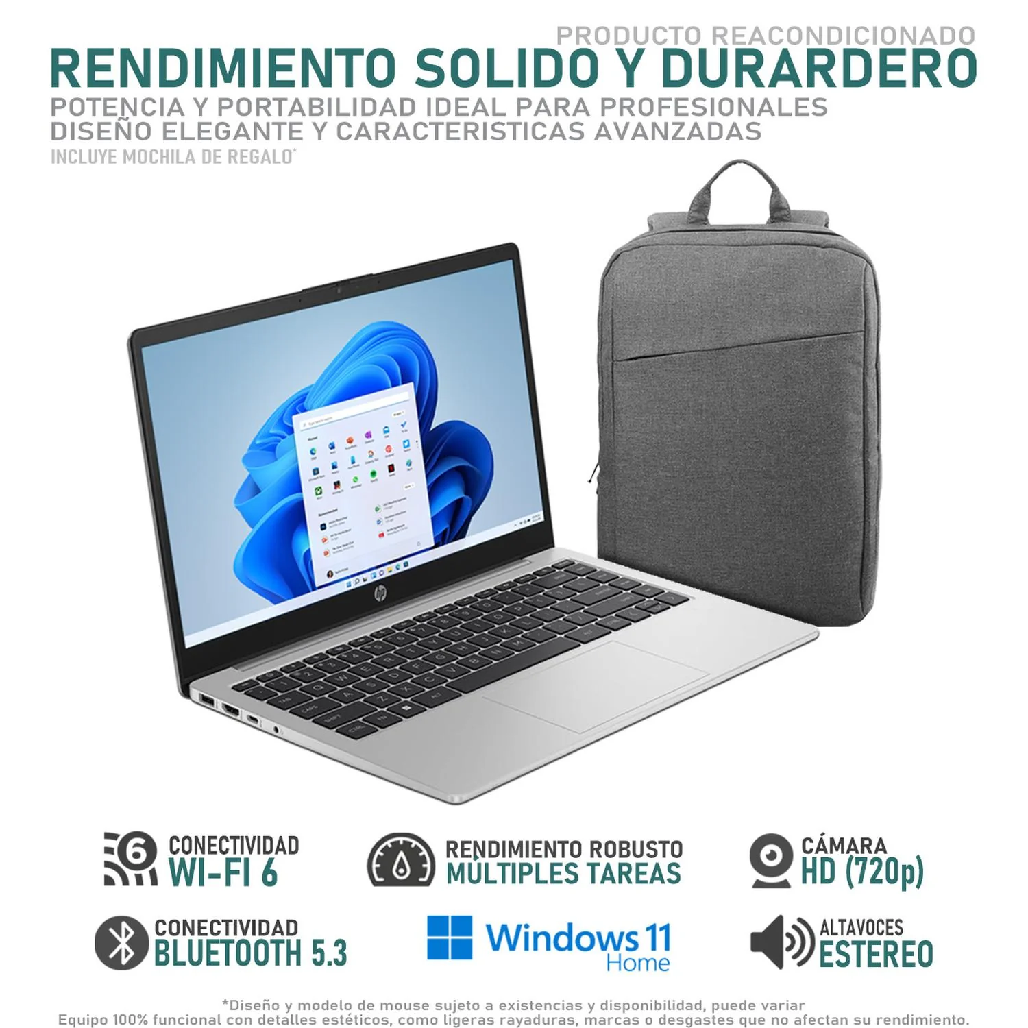 Laptop HP 240 G10 Intel Core i5 1335U 24GB RAM 512GB SSD 14" Windows 11 Home Teclado en Ingles + Mochila Reacondicionado - Image 3
