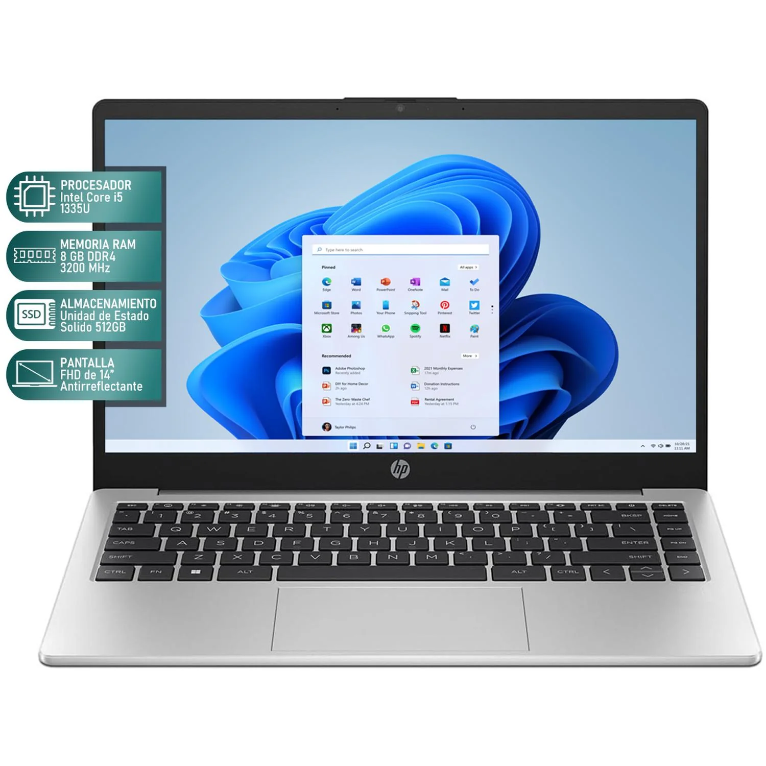 Laptop HP 240 G10 Intel Core i5 1335U 8GB DDR4 512GB SSD Pantalla 14" Teclado Español W11H Reacondicionado - Image 2