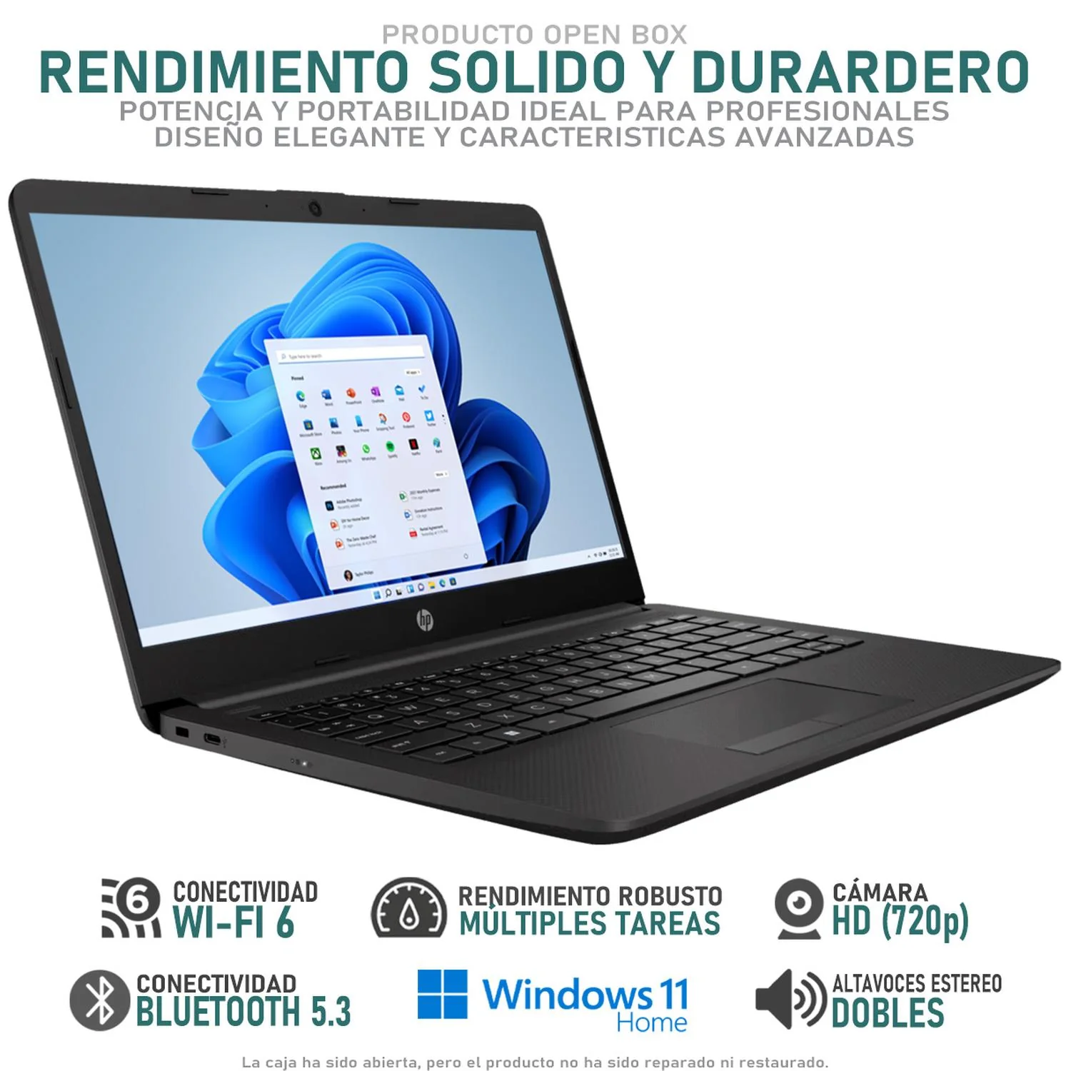 Laptop HP 240R G9 Intel Core i3 1315U 16GB RAM 512GB SSD 14" Windows 11 Home Teclado en Español Open Box - Image 3