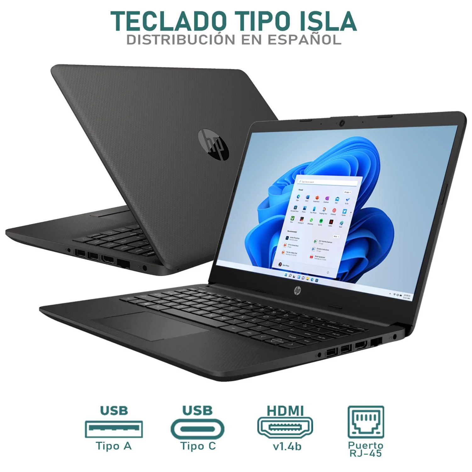 Laptop HP 240R G9 Intel Core i3 1315U 16GB RAM 512GB SSD 14" Windows 11 Home Teclado en Español Open Box - Image 4