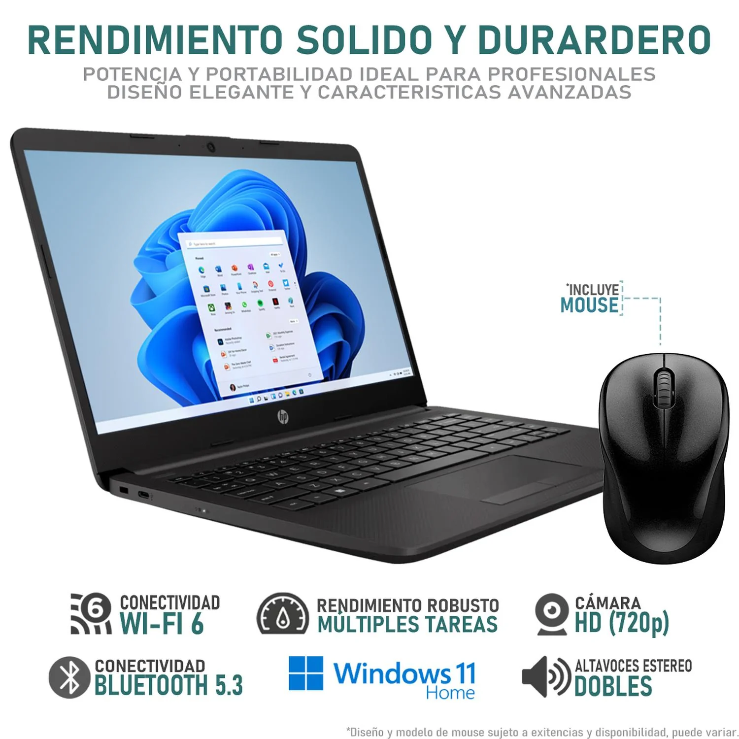 Laptop HP 240R G9 Intel Core i3 1315U 24GB RAM 512GB SSD 14" Windows 11 Home Teclado en Español + Mouse DXT - Image 3