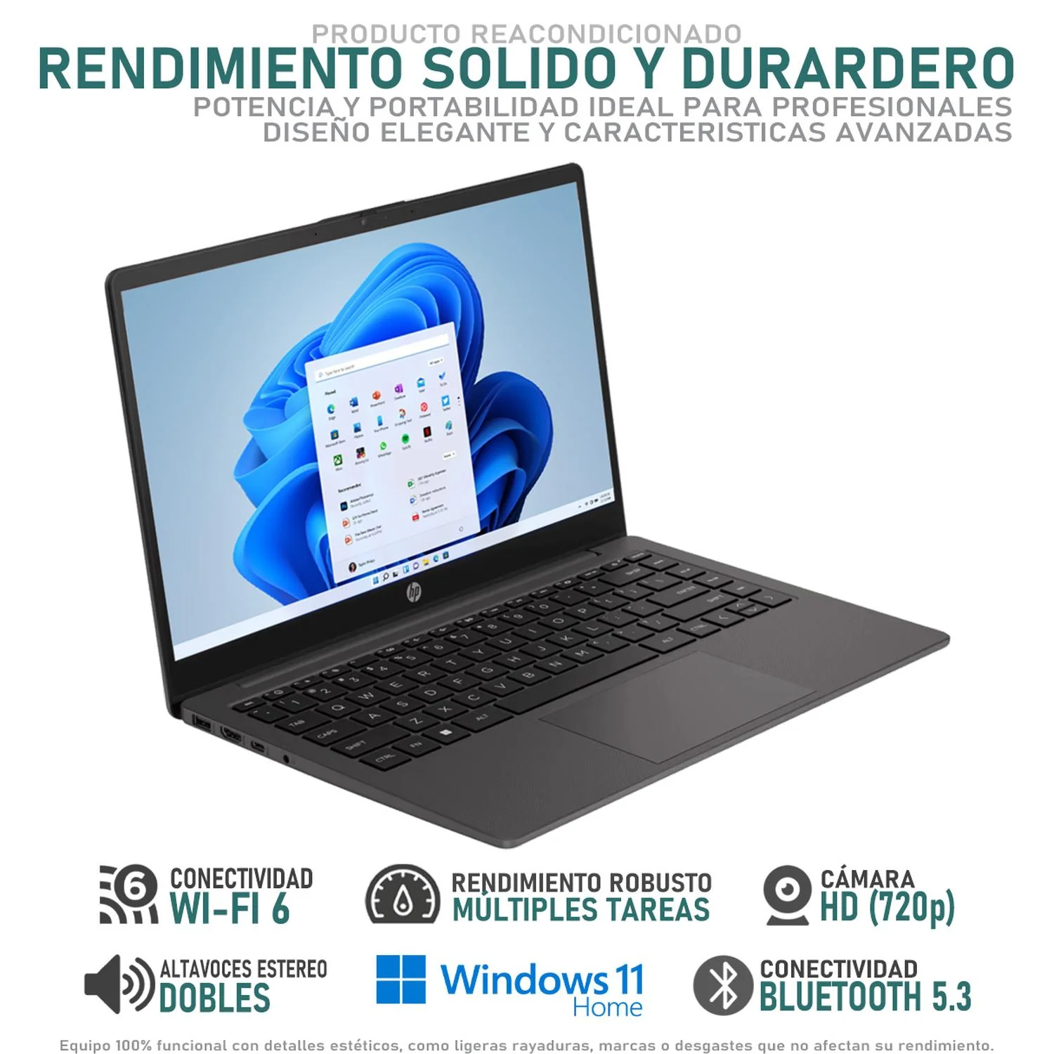 Laptop HP 245 G10 AMD Ryzen 3 7330U 8GB RAM 256GB SSD 14" Windows 11 Home Teclado en Español Reacondicionado - Image 3