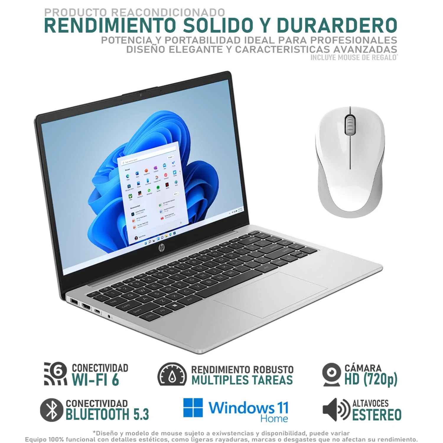 Laptop HP 245 G10 AMD Ryzen 5 7530U 24GB RAM 512GB SSD 14" Windows 11 Home Teclado en Español + Mouse DXT Reacondicionado - Image 3