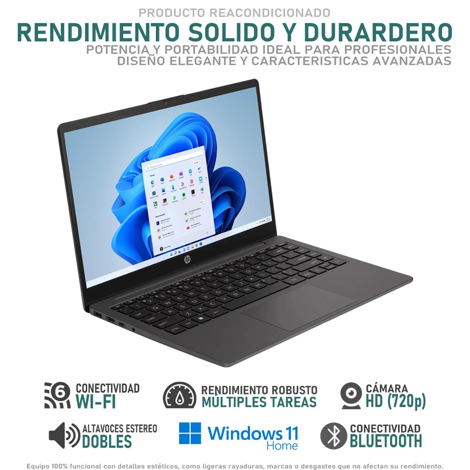 Laptop HP 245 G9 AMD Ryzen 3 7330U 16GB RAM 512GB SSD 14" Windows 11 Home Teclado en Español Reacondicionado - Image 3