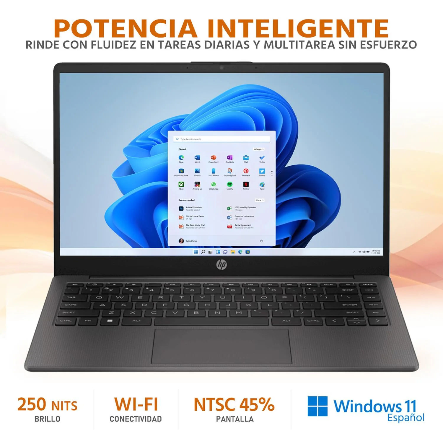 Laptop HP 245 AMD Ryzen 3 7330U 16GB 512GB SSD 14" W11 Teclado Español Ideal para Estudiante y Oficina - Image 3