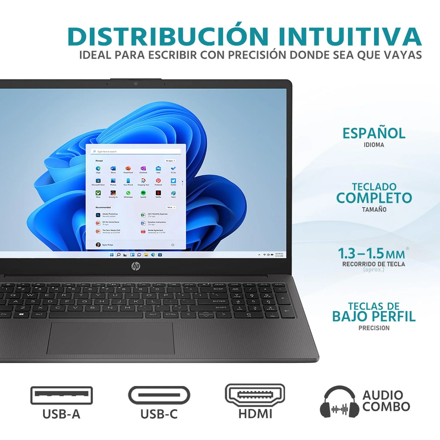 Laptop HP 250 G10 Intel Core i3 N305 16GB 256GB SSD 15.6" W11 Teclado Español Mouse DXT Ideal para Estudiante y Oficina - Image 4