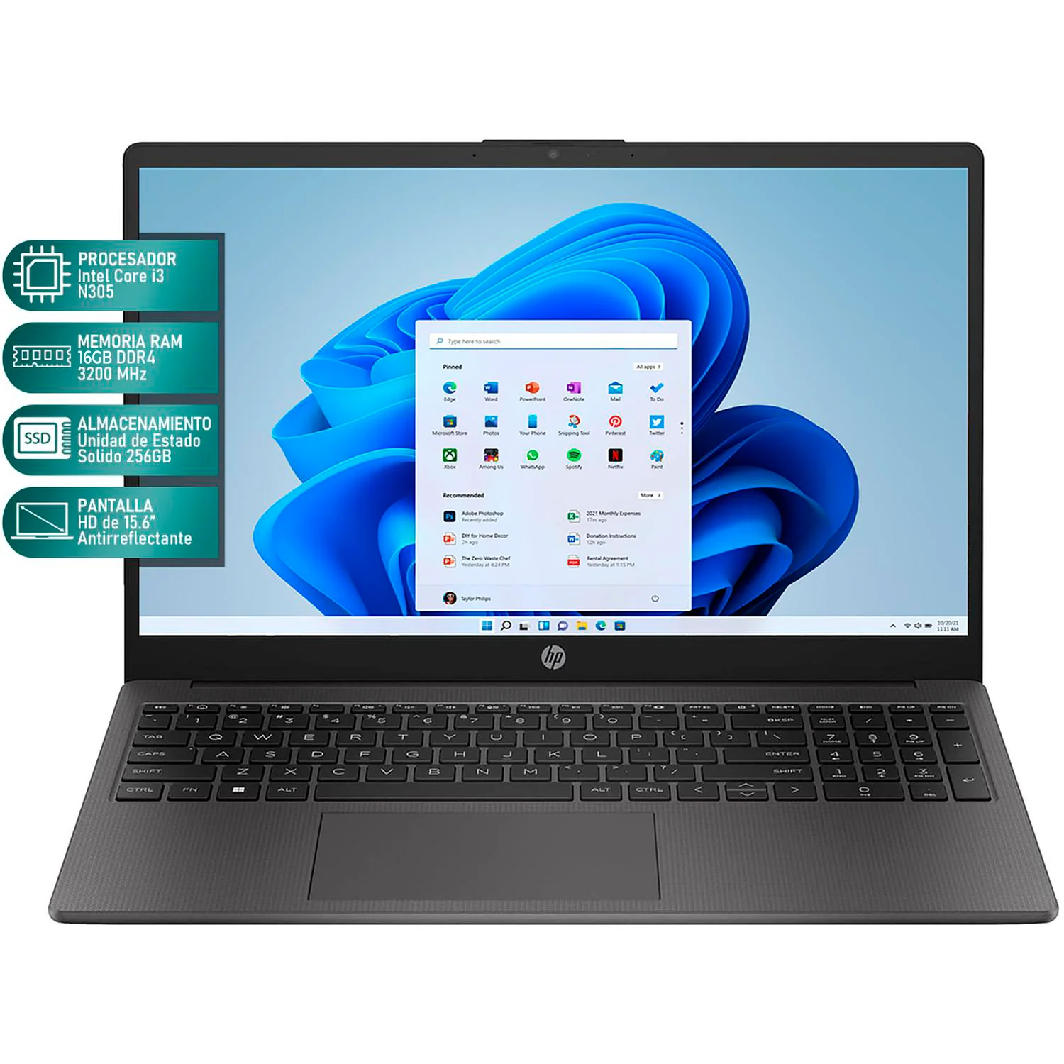 Laptop HP 250 G10 Intel Core i3 N305 16GB 256GB SSD Pantalla 15.6" Teclado Español W11H Reacondicionado - Image 2