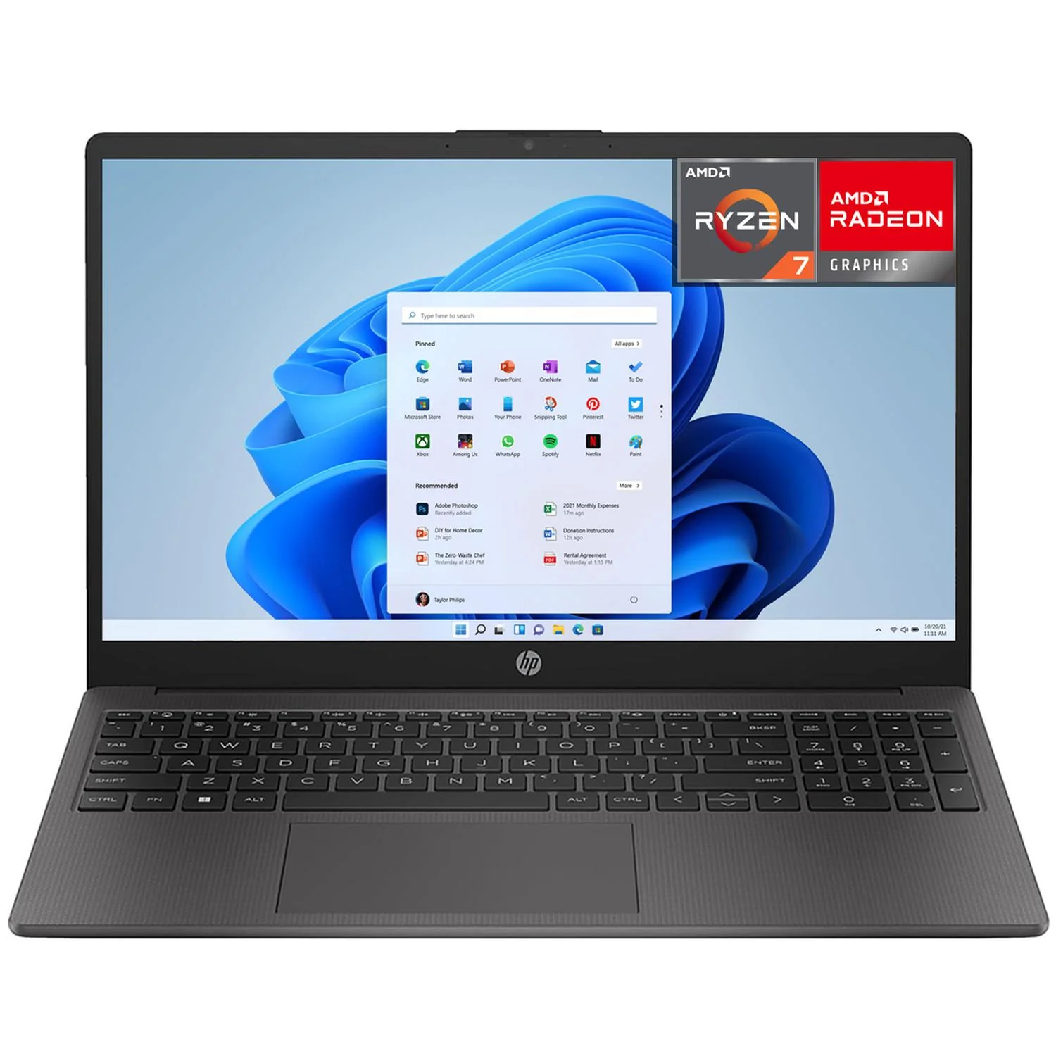 Laptop HP´255 G10 AMD Ryzen 7 7730U 16GB RAM 512GB SSD 15.6" Windows 11 Pro Teclado en Ingles Reacondicionado