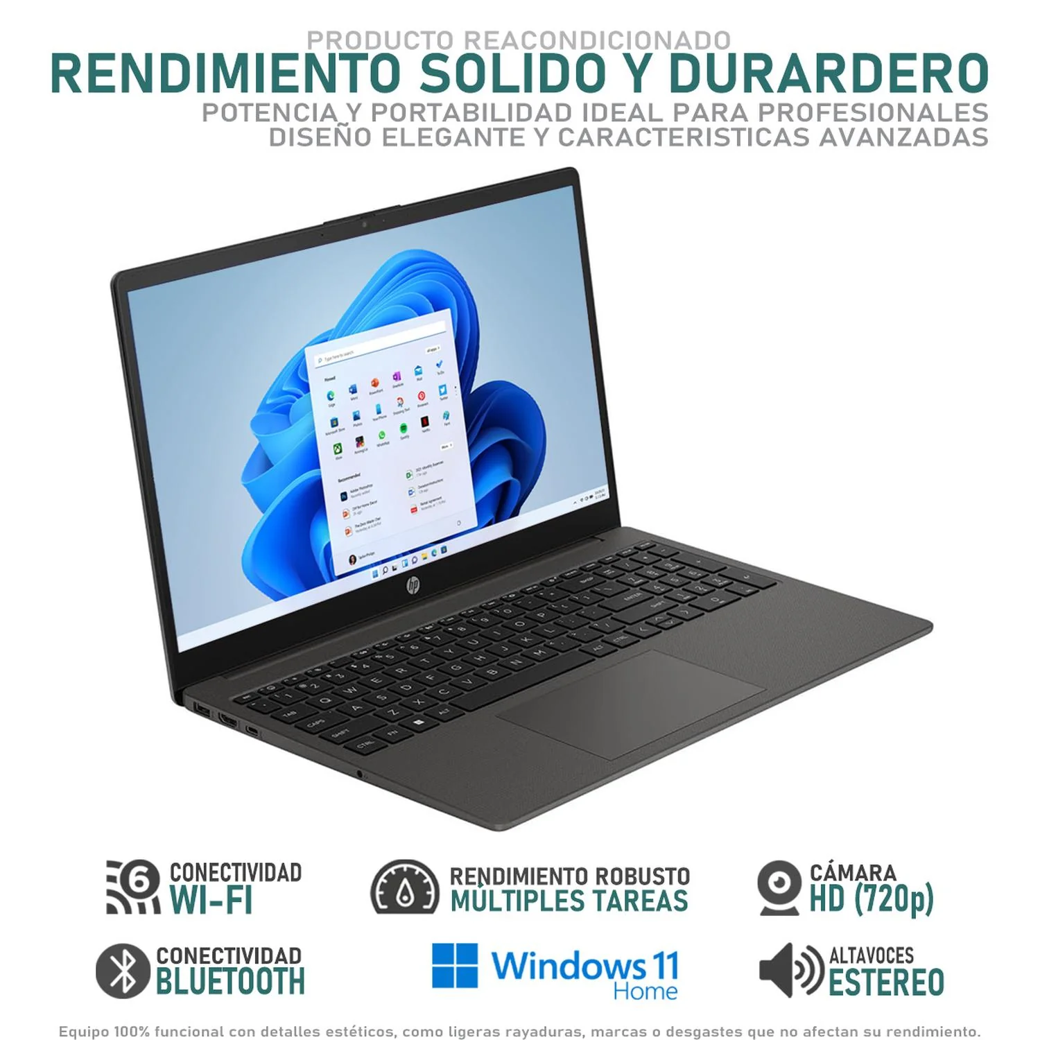Laptop HP´255 G10 AMD Ryzen 7 7730U 16GB RAM 512GB SSD 15.6" Windows 11 Pro Teclado en Ingles Reacondicionado - Image 3