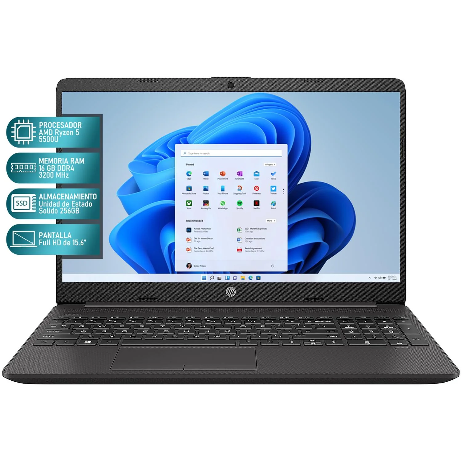 Laptop HP 255 G8 AMD Ryzen 5 5500U 16GB 256GB SSD 15.6" Windows 11 Home + Mouse DXT Reacondicionado - Image 2