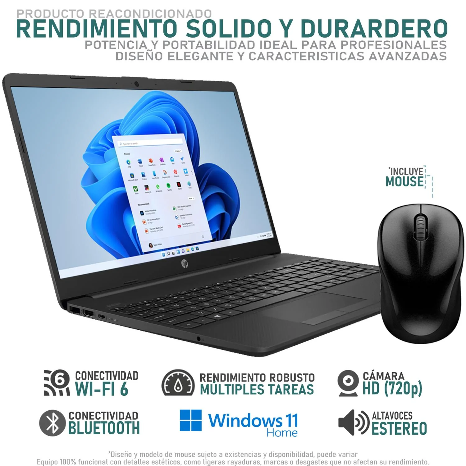 Laptop HP 255 G8 AMD Ryzen 5 5500U 16GB 256GB SSD 15.6" Windows 11 Home + Mouse DXT Reacondicionado - Image 3