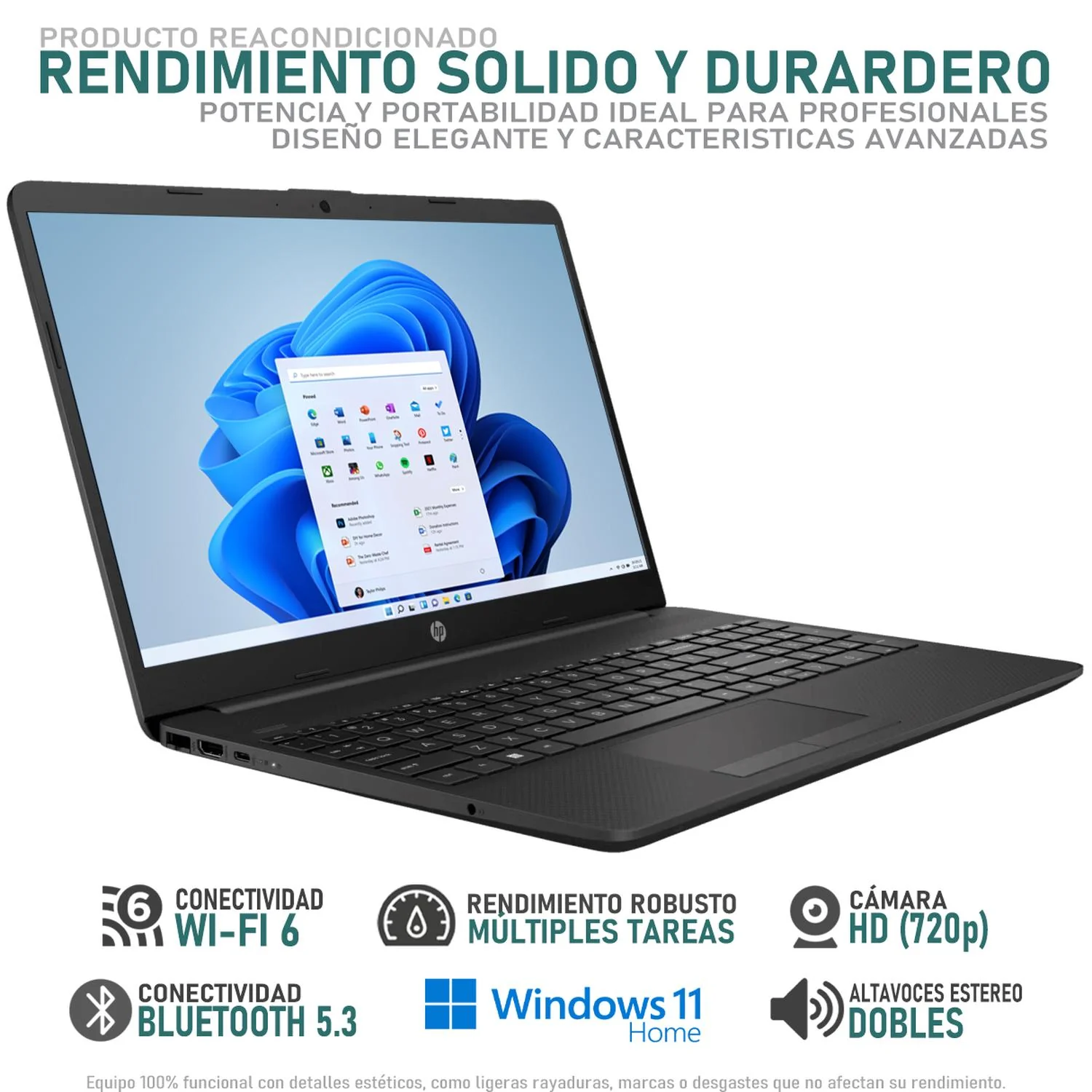 Laptop HP 255 G9 AMD Ryzen 7 5825U 8GB 512GB SSD 15.6" W11H Español Reacondicionado - Image 3