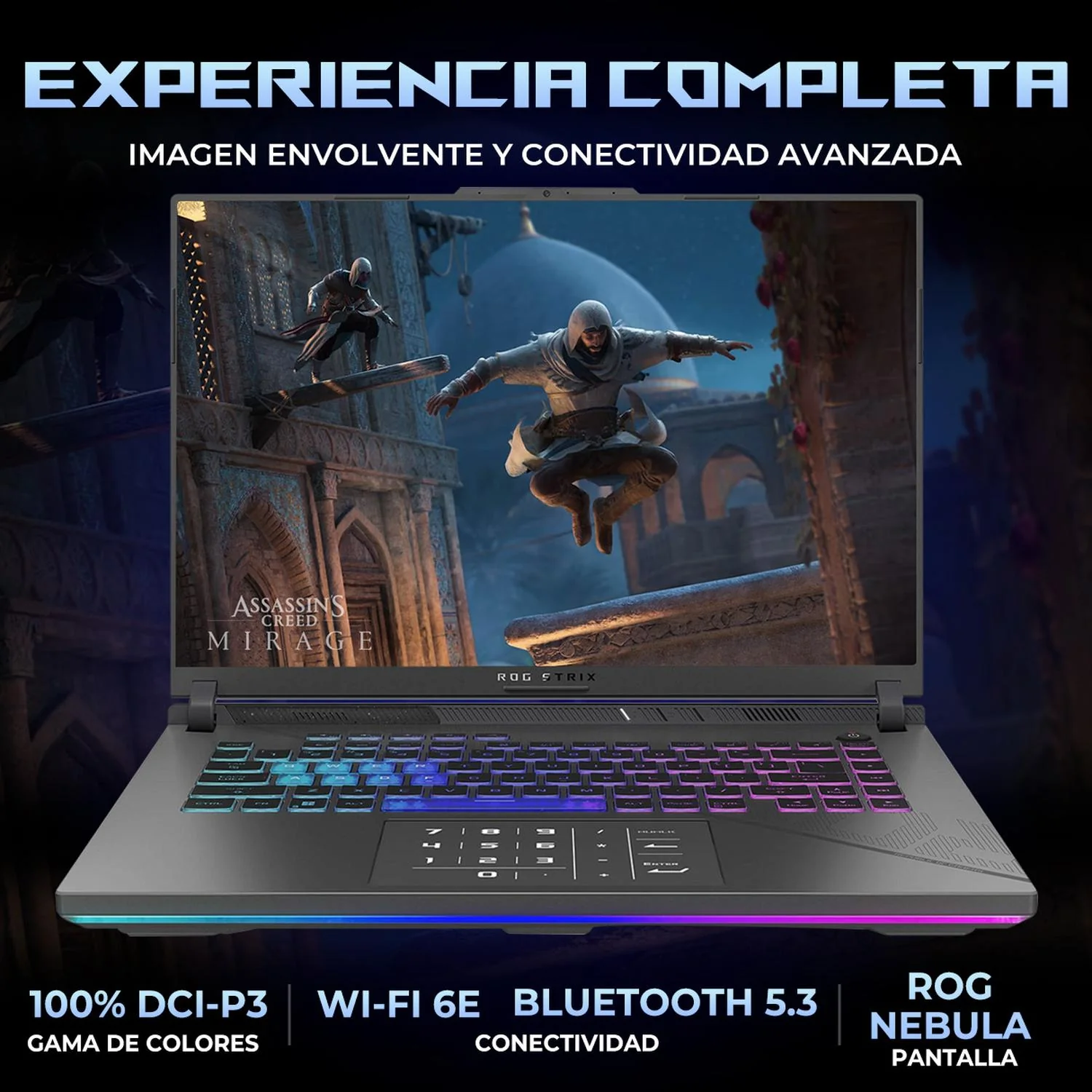 Laptop IA Gamer ASUS ROG Strix G16 Nvidia GeForce RTX 5070 Ti 12GB DLSS AMD Ryzen 9 9955HX 64GB DDR5 1TB SSD Pantalla 16" ROG Nebula Display QHD+ 240Hz Teclado Ingles Copilot Gaming Competitivo - Image 3