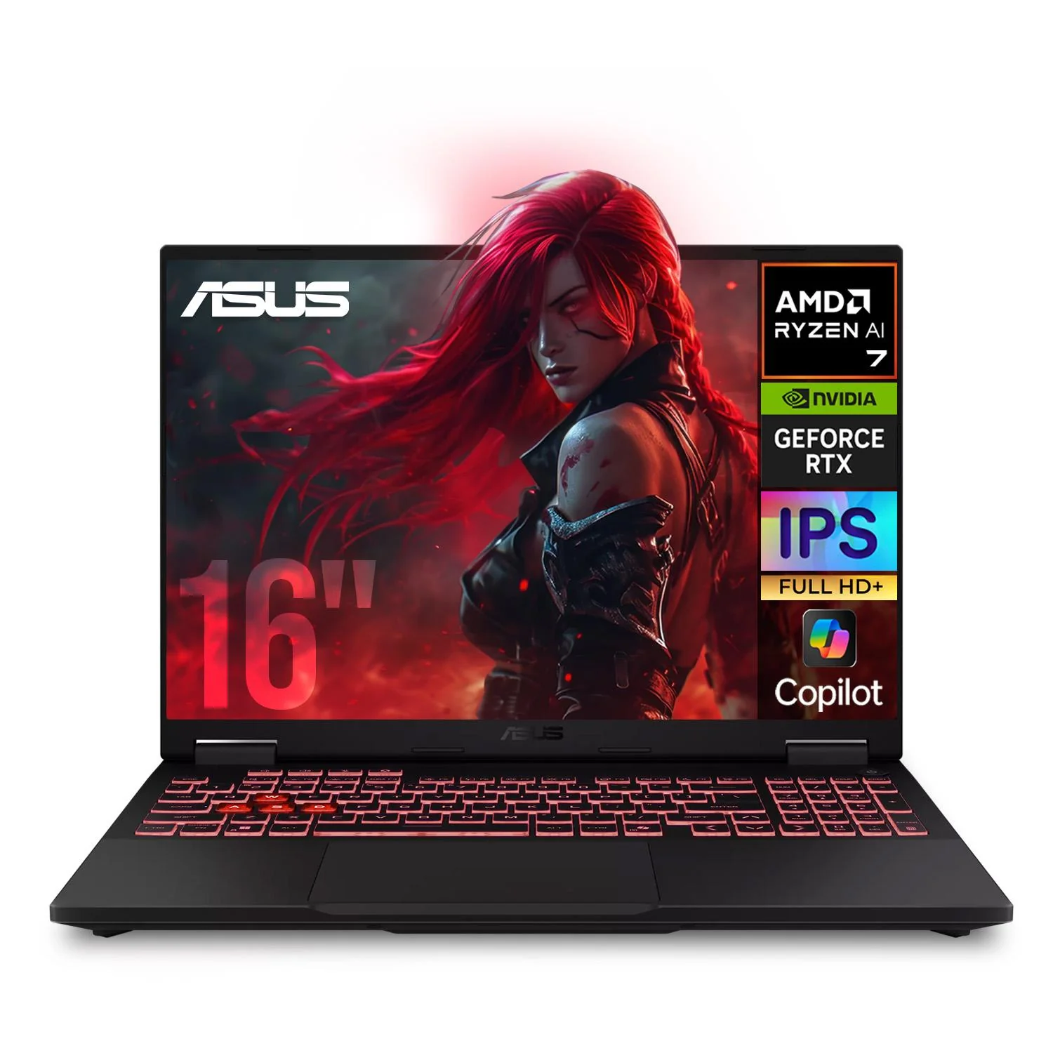 Laptop IA Gamer ASUS TUF Gaming A16 Nvidia GeForce RTX 5060 8GB DLSS Ryzen 7 260 NPU Rendimiento Total 38 TOPS 32GB 1TB Pantalla 16" IPS FHD+ 165Hz Teclado Ingles Copilot Gaming Proxima Generacion
