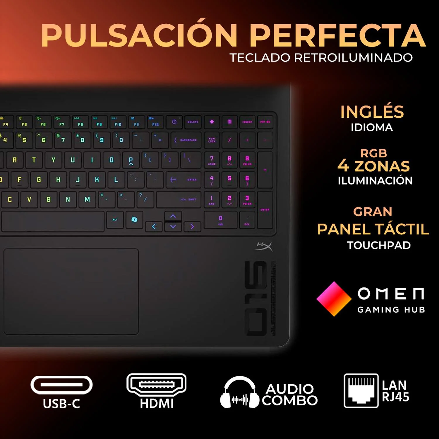 Laptop IA Gamer HP Omen Nvidia GeForce RTX 5060 8GB AMD Ryzen 9 8940HX 32GB DDR5 1TB SSD 16" IPS FHD+ 144Hz Teclado Ingles W11H Copilot Optimizada por IA Gaming Creación y Productividad - Image 4