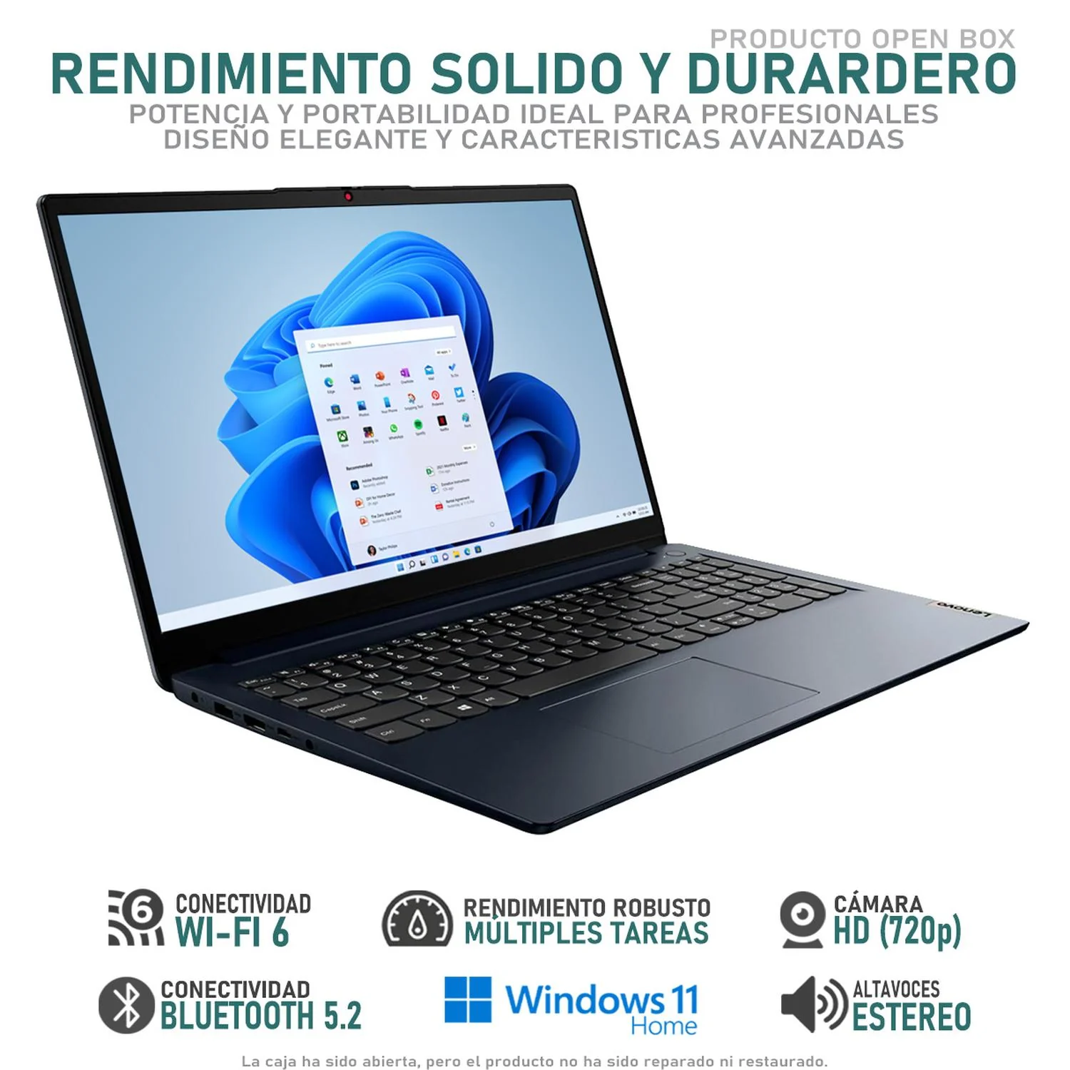 Laptop LENOVO IdeaPad 1 AMD Ryzen 7 5700U 24GB RAM 512GB SSD 15.6" Touchscreen Windows 11 Home Teclado en Español Open Box - Image 3