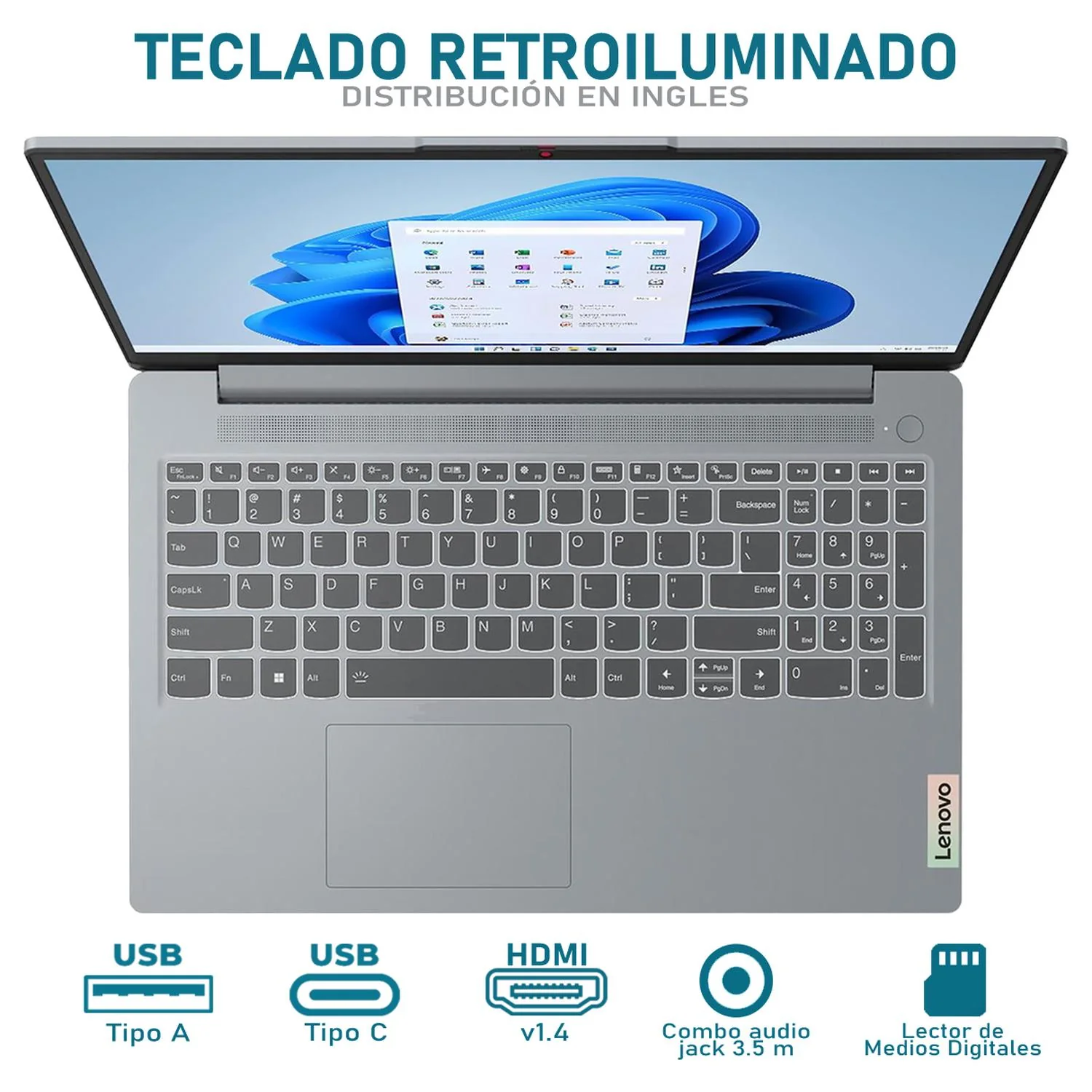 Laptop LENOVO IdeaPad AMD Ryzen 5 7520U 8GB RAM 256GB SSD Windows 11 Home Teclado en Ingles Reacondicionado Grado C - Image 4
