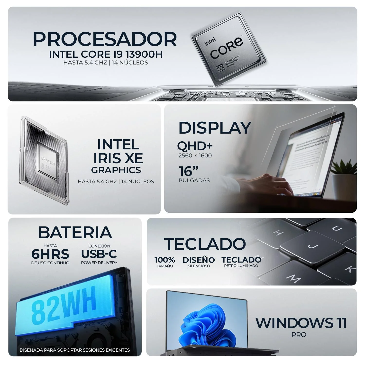 Laptop MSI Prestige 16 Evo Intel Core i9 13900H 32GB LPDDR5 1TB SSD Pantalla 16" IPS QHD+ 165Hz Teclado Ingles W11P Productividad Empresarial - Image 2
