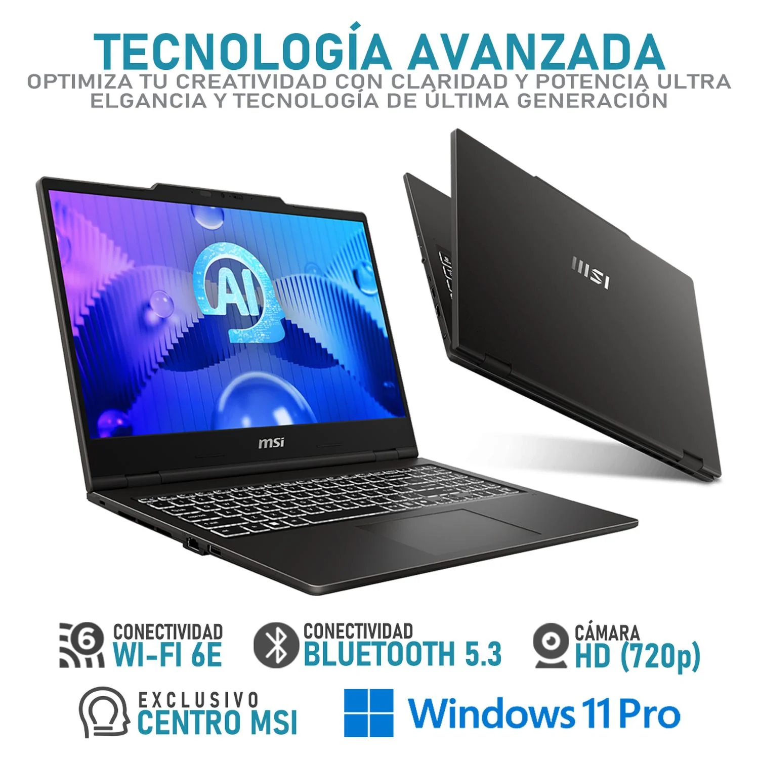 Laptop MSI Venture 15 AI Intel Core Ultra 7 155H 16GB RAM 512GB SSD 15.6" Windows 11 Pro Teclado en Español - Image 4