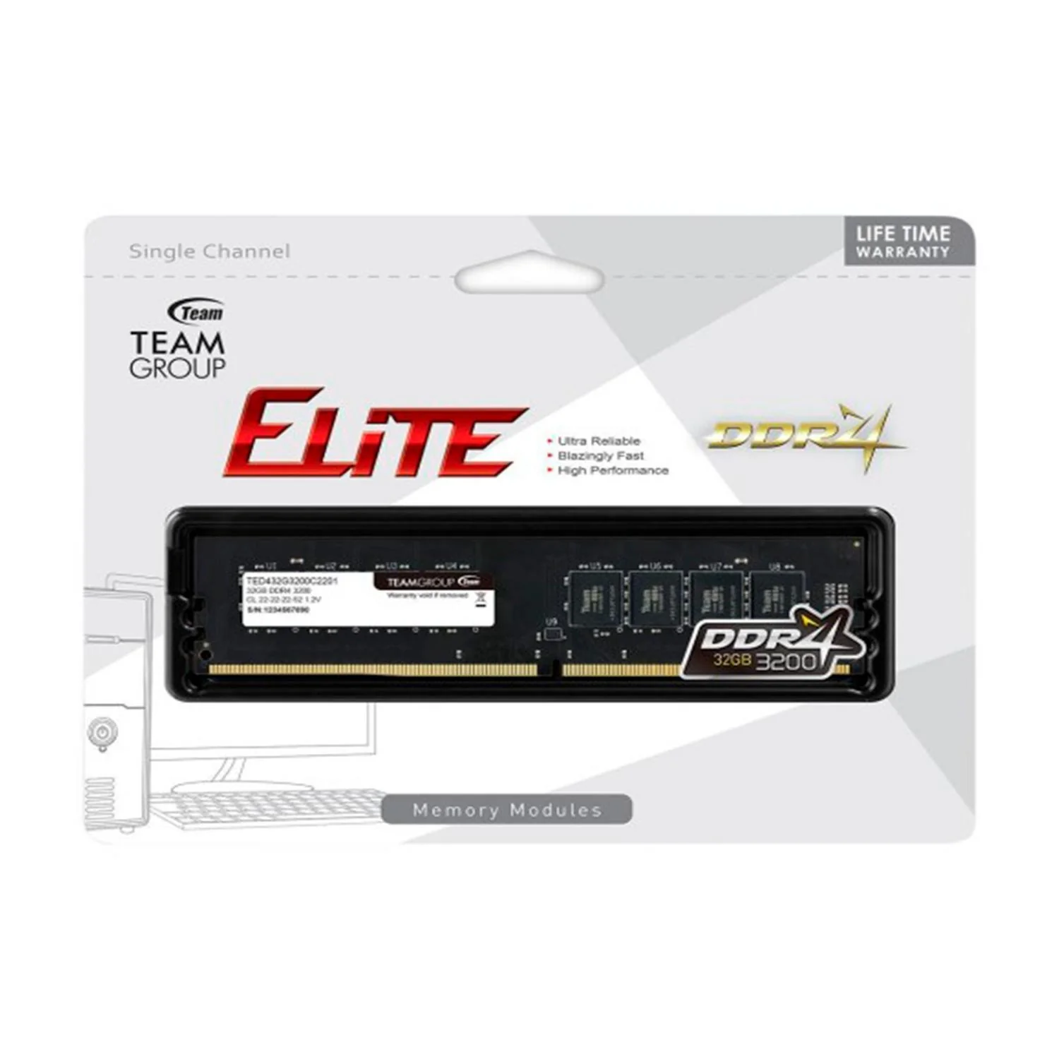 Memoria RAM DDR4 32GB 3200MHZ TEAMGROUP TEAM ELITE 1x32 TED432G3200C2201 - Image 4