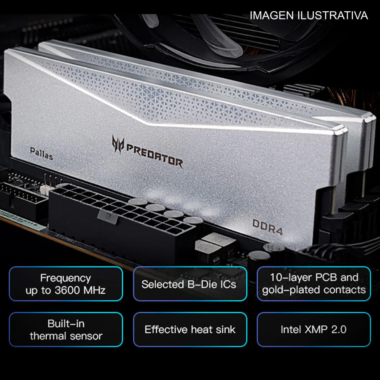 Memoria RAM DDR4 32GB 3600MHz ACER PREDATOR PALLAS 2x16GB BL.9BWWR.346 - Image 4