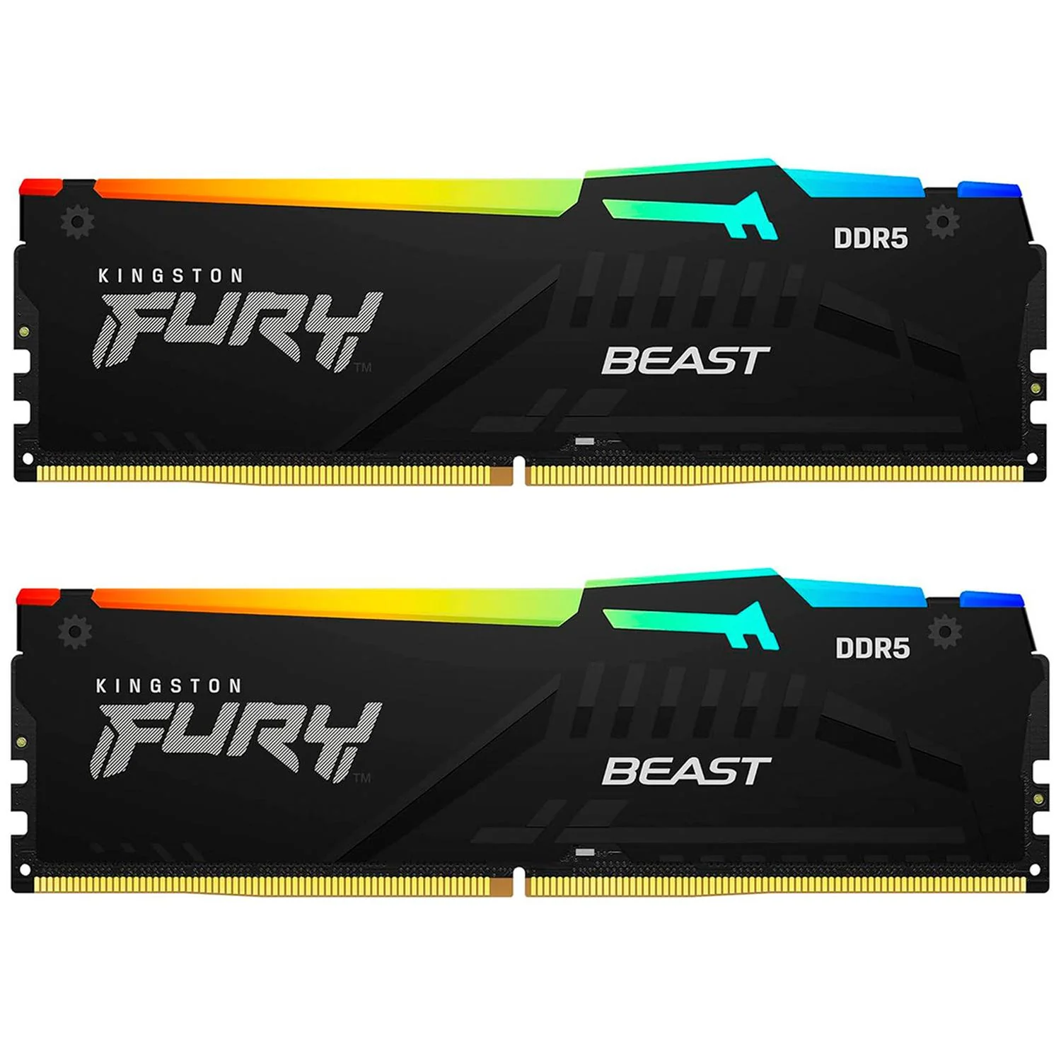 Memoria RAM DDR5 128GB 5600MT/s KINGSTON FURY BEAST RGB 2x64GB Negro KF556C40BBAK2-128