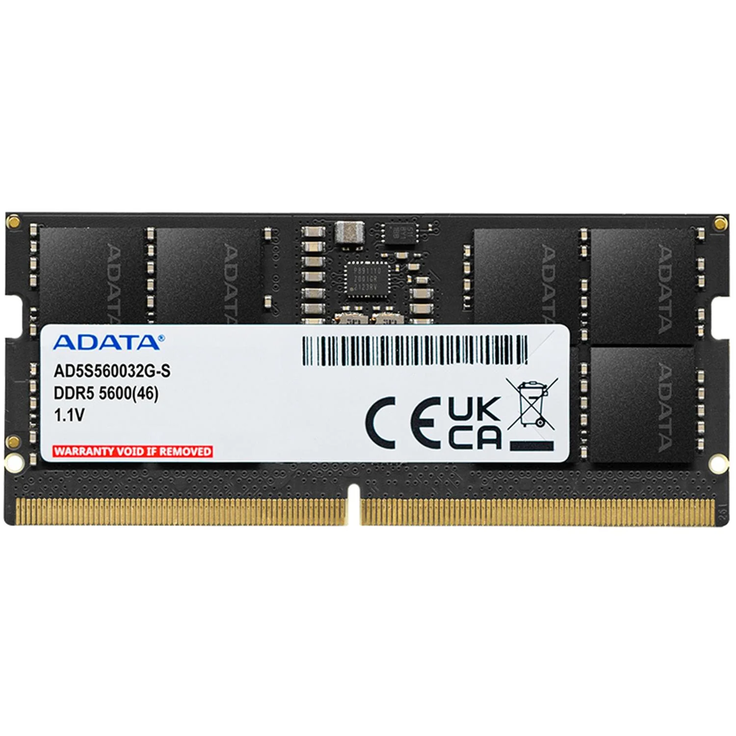 Memoria RAM DDR5 16GB 5600MT/s ADATA 1x16GB Laptop Negro AD5S560016G-S