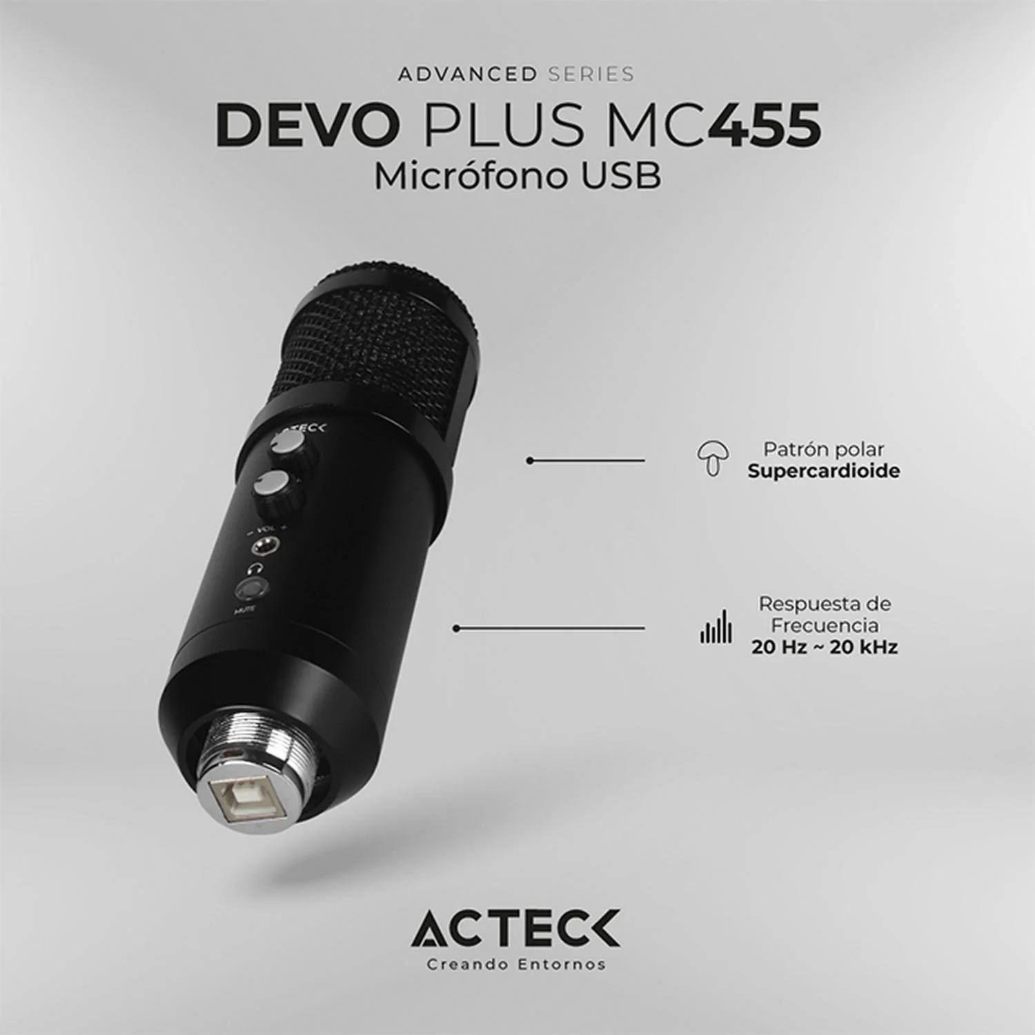 Microfono Gamer ACTCEK DEVO PLUS MC455 tripie USB-C Negro AC-936446 - Image 4