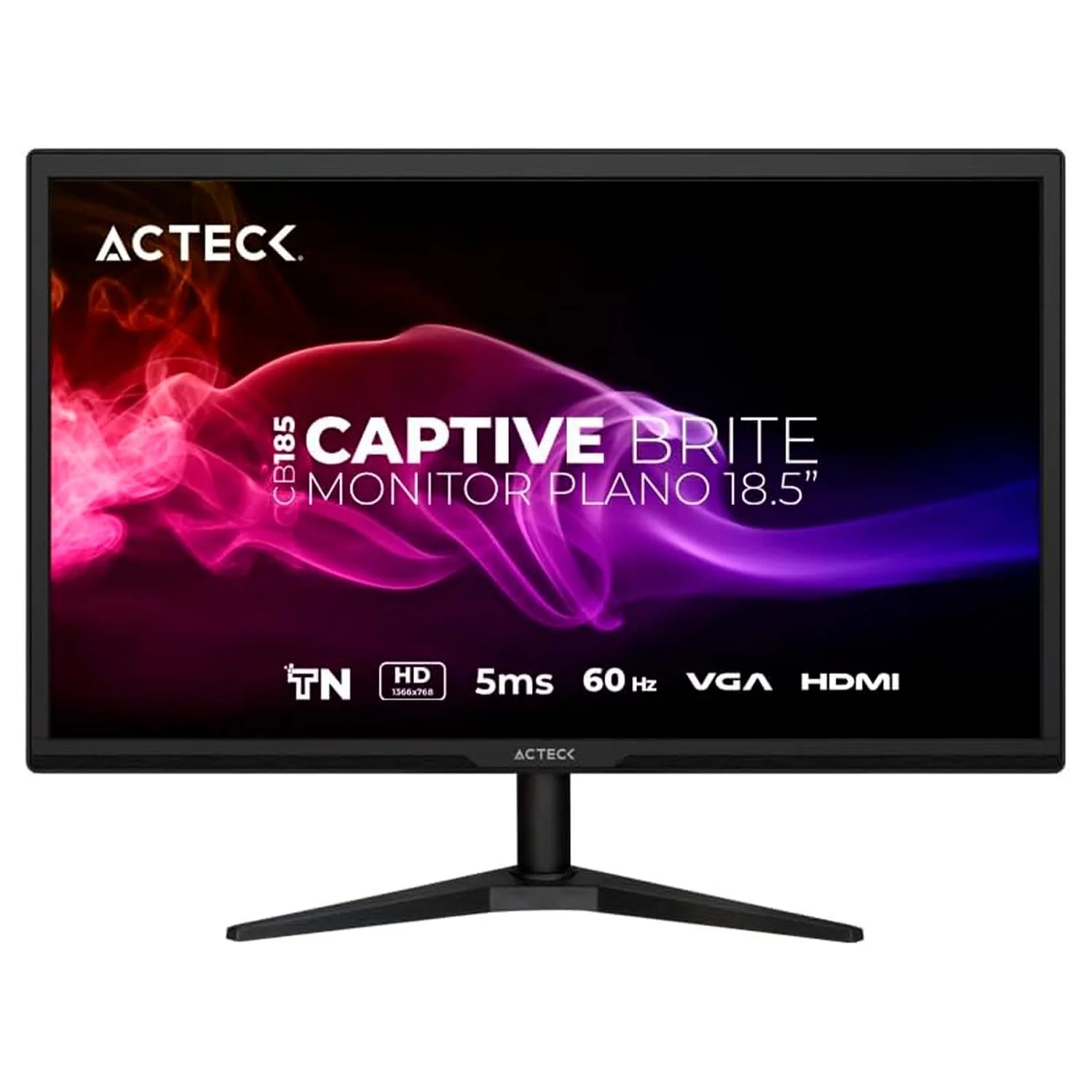 Monitor 18.5 ACTECK CAPTIVE BRITE CB185 HD 60Hz 5ms TN HDMI VGA Negro AC-944526 Oficina y multitarea