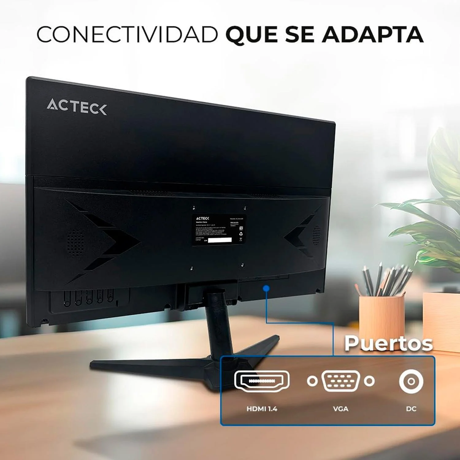 Monitor 18.5 ACTECK CAPTIVE BRITE CB185 HD 60Hz 5ms TN HDMI VGA Negro AC-944526 Oficina y multitarea - Image 4