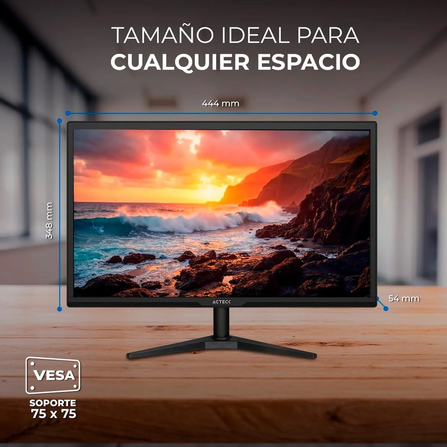 Monitor 18.5 ACTECK CAPTIVE BRITE CB185 HD 60Hz 5ms TN HDMI VGA Negro AC-944526 Oficina y multitarea - Image 5