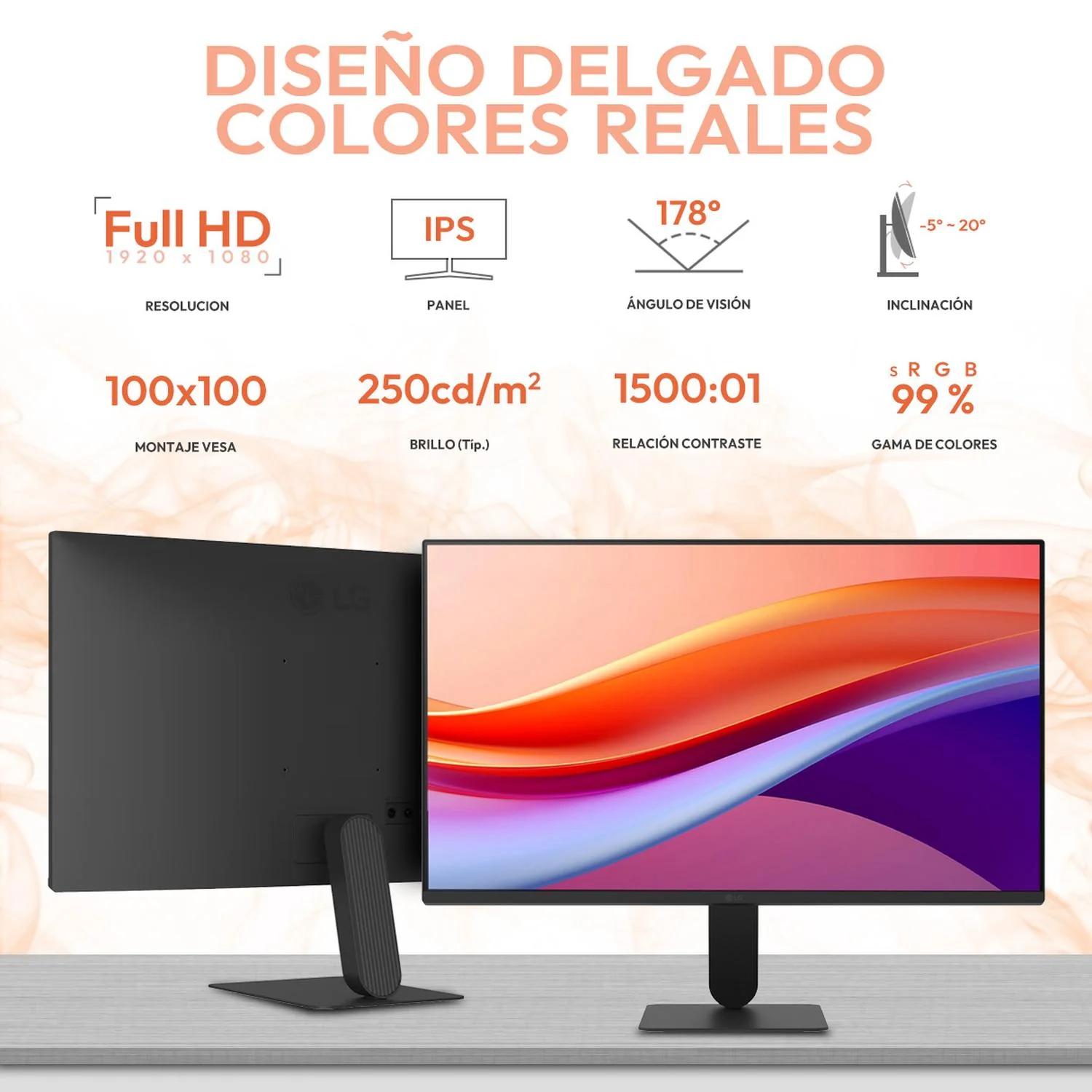 Monitor 23.8" LG 24U411A-B 5ms 120Hz Panel IPS Full HD HDMI D-Sub - Image 2