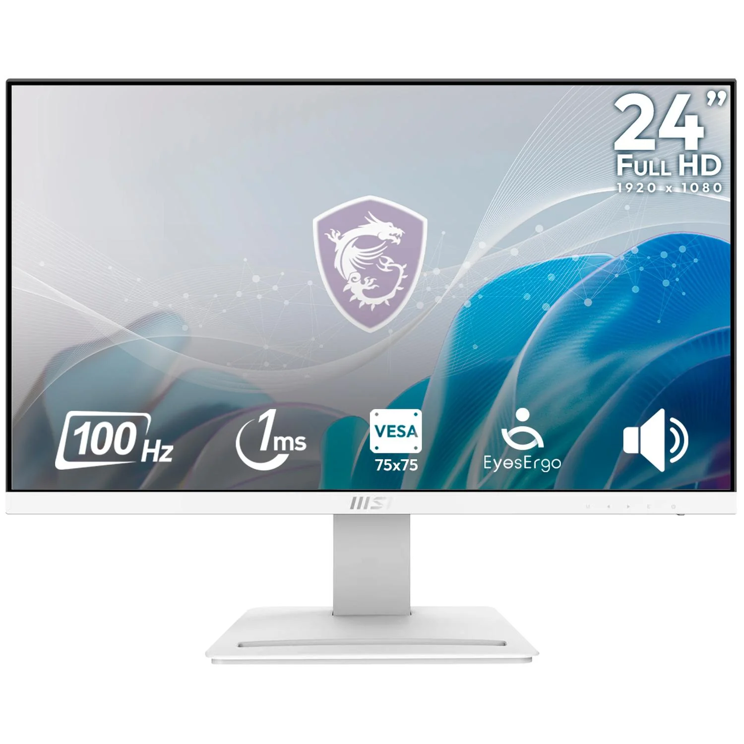 Monitor 24" MSI PRO MP243XW 1ms 100Hz IPS Full HD HDMI DisplayPort Altavoces Blanco