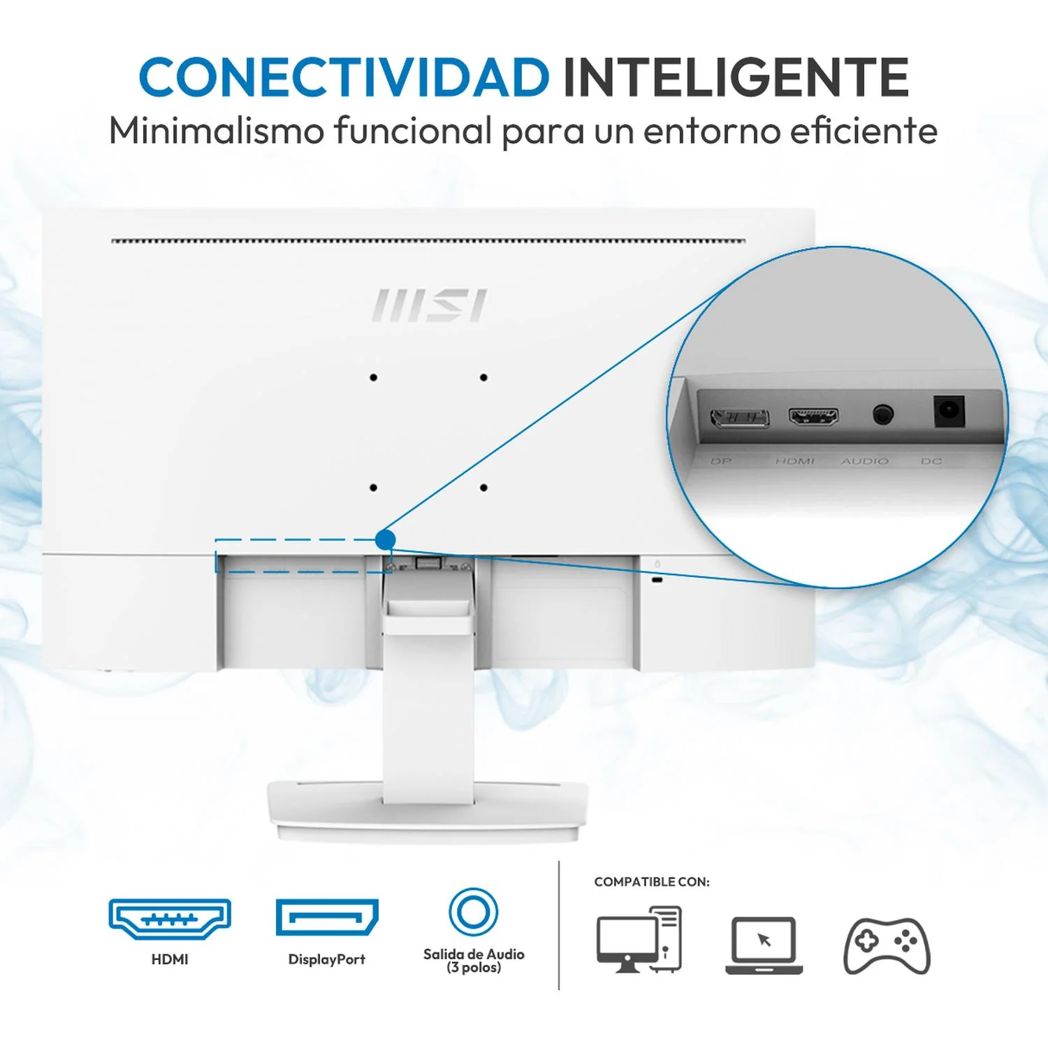 Monitor 24" MSI PRO MP243XW 1ms 100Hz IPS Full HD HDMI DisplayPort Altavoces Blanco - Image 5