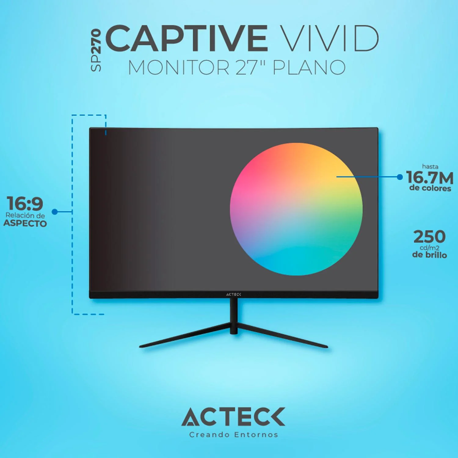 Monitor 27 ACTECK CAPTIVE VIVID II SP270 5ms 100Hz Full HD VA LED HDMI AC-943154 - Image 2