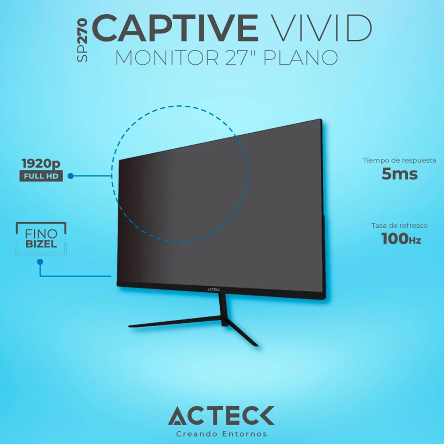 Monitor 27 ACTECK CAPTIVE VIVID II SP270 5ms 100Hz Full HD VA LED HDMI AC-943154 - Image 3