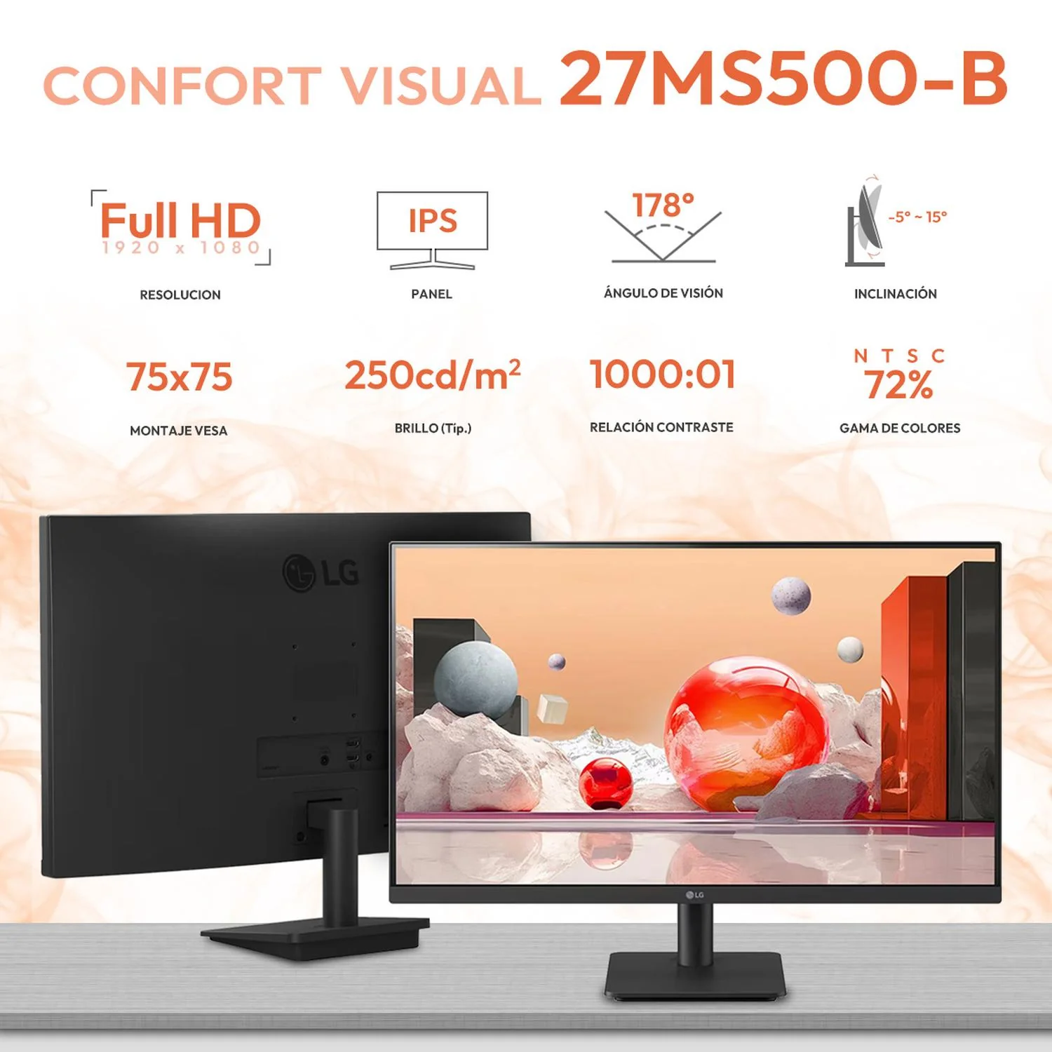 Monitor 27" LG 27MS500-B 5ms 100Hz Panel IPS Full HD HDMI - Image 2