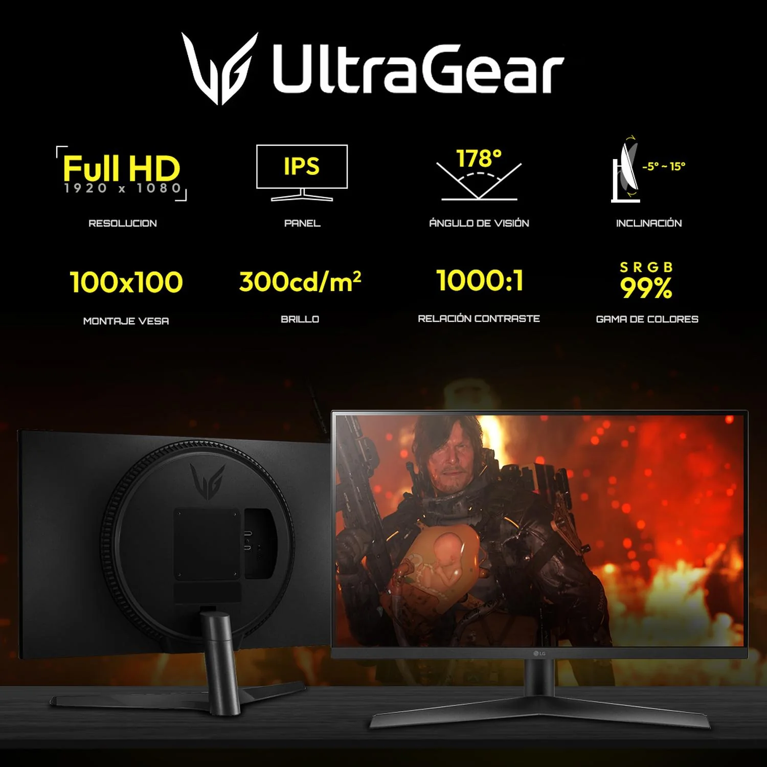 Monitor Gamer 27" LG UltraWide 1ms 180Hz Panel IPS Full HD HDMI DisplayPort G-Sync - Image 2