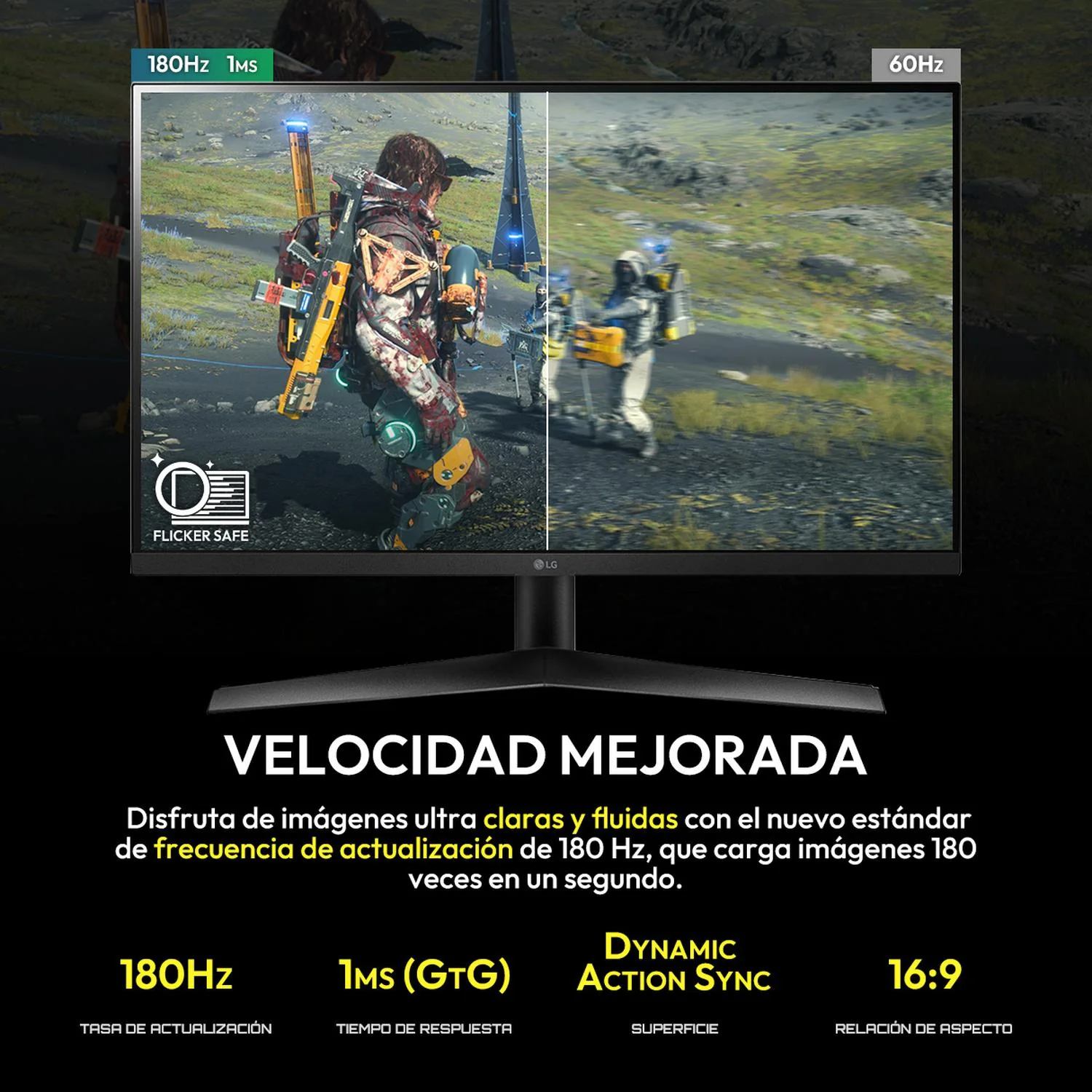 Monitor Gamer 27" LG UltraWide 1ms 180Hz Panel IPS Full HD HDMI DisplayPort G-Sync - Image 3