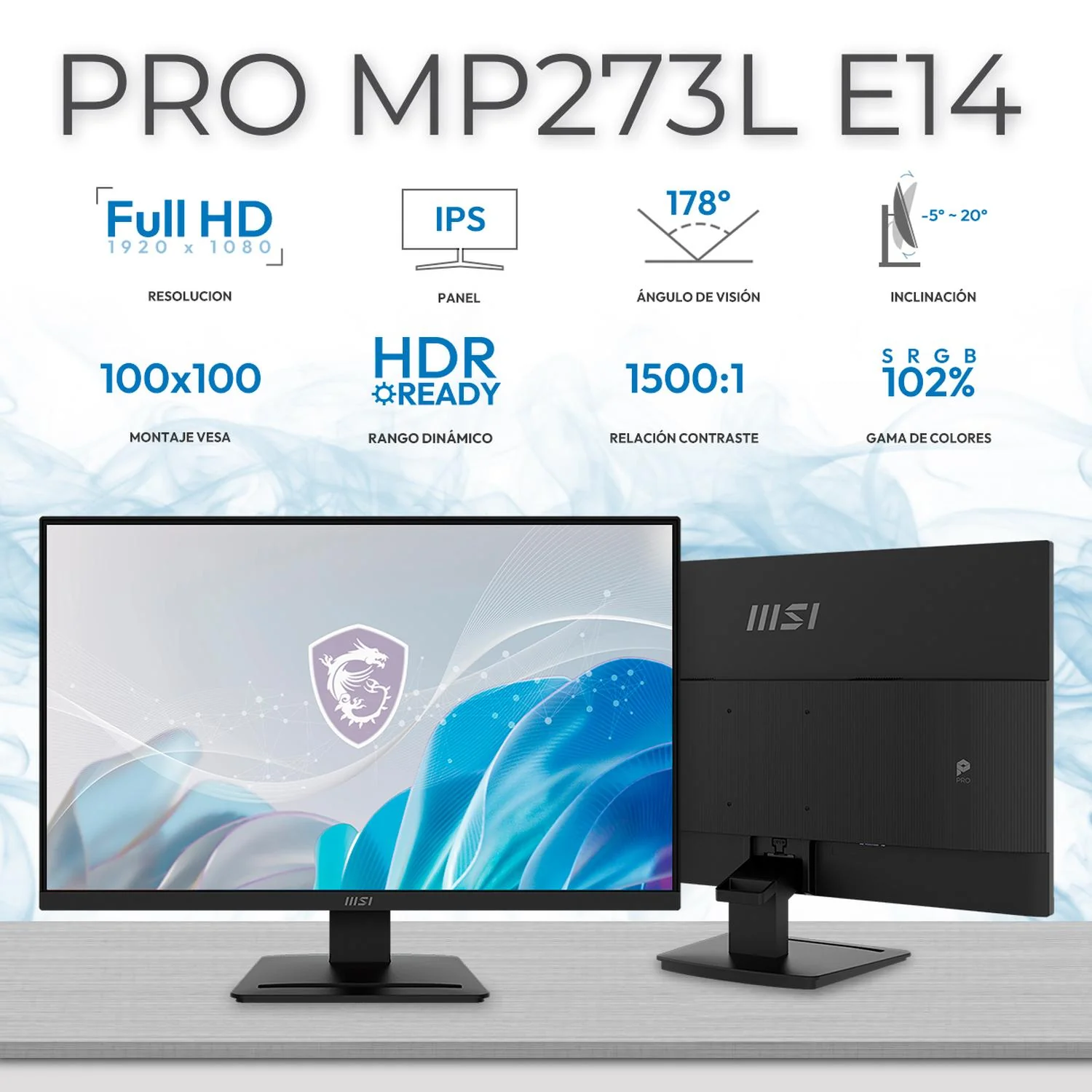 Monitor 27" MSI PRO MP273L E14 1ms 144Hz Full HD IPS HDMI 2.0 - Image 2
