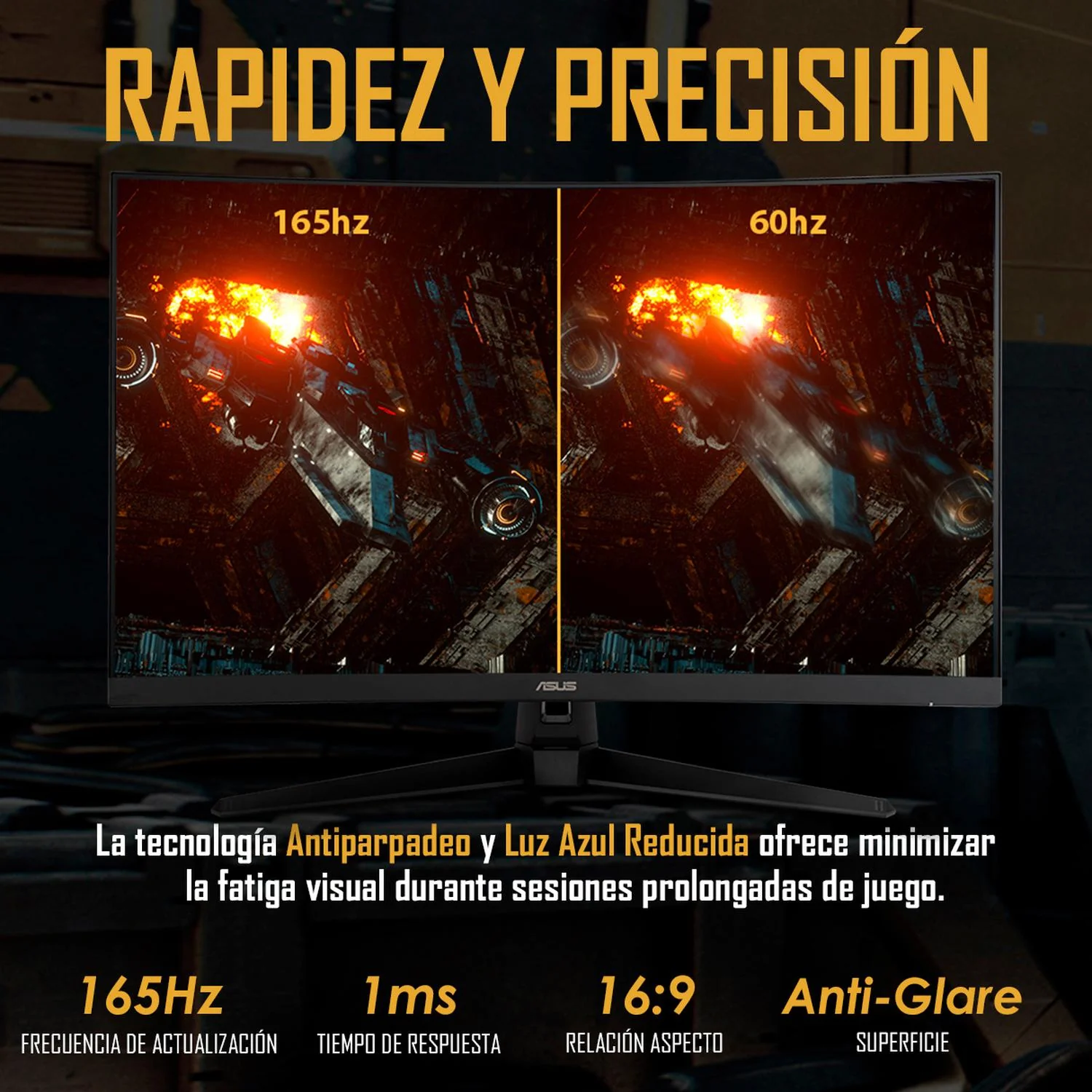 Monitor Gamer Curvo 31.5 ASUS TUF Gaming VG328H1B 1ms 165Hz Full HD VA LED HDMI FreeSync - Image 6