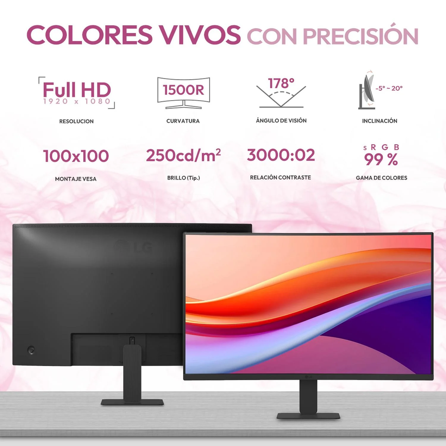 Monitor Curvo 27" LG 27U421A-B 5ms 100Hz VA Full HD USB-C HDMI - Image 2
