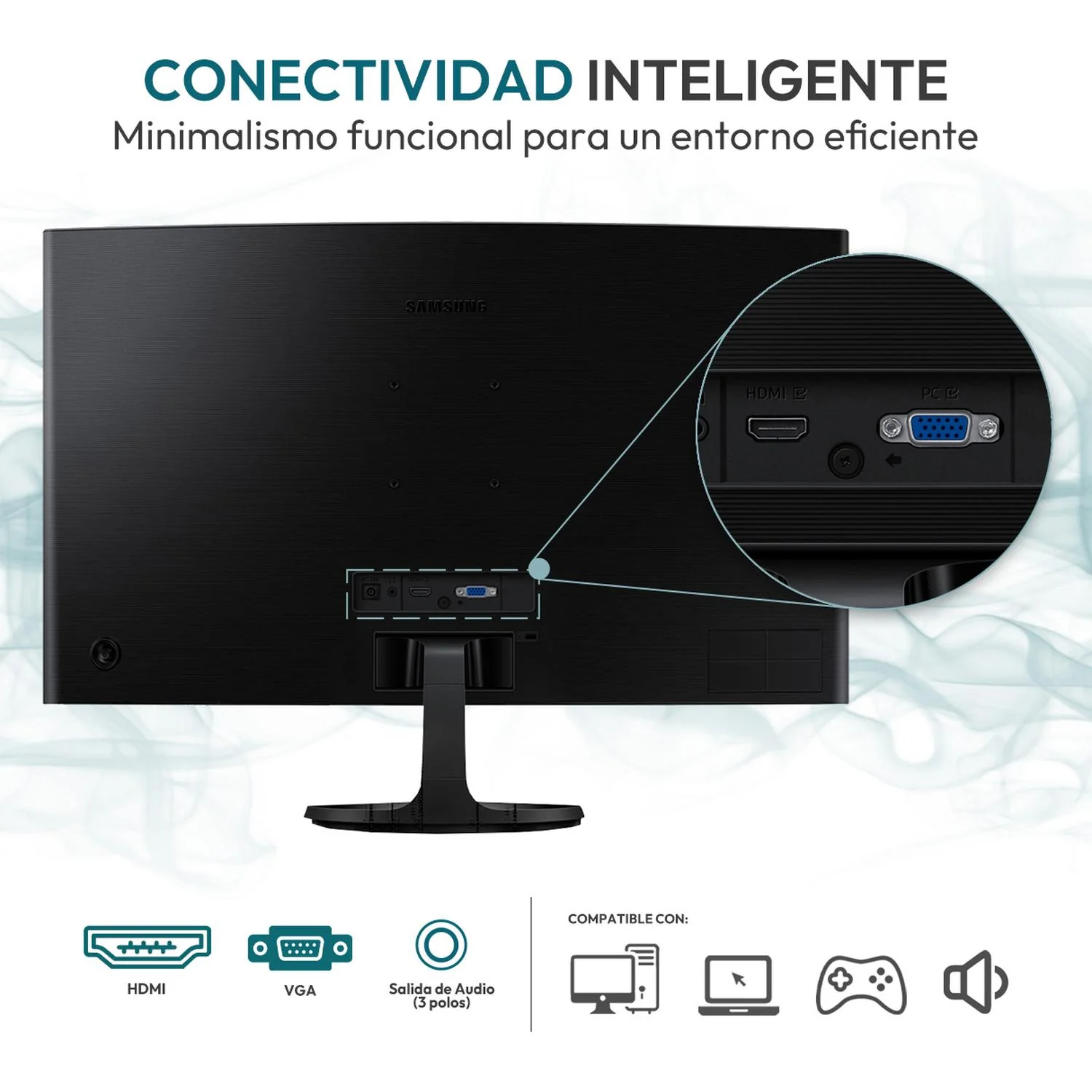 Monitor Curvo 27" SAMSUNG Essential S3 4ms 100Hz VA Full HD HDMI D-Sub - Image 5
