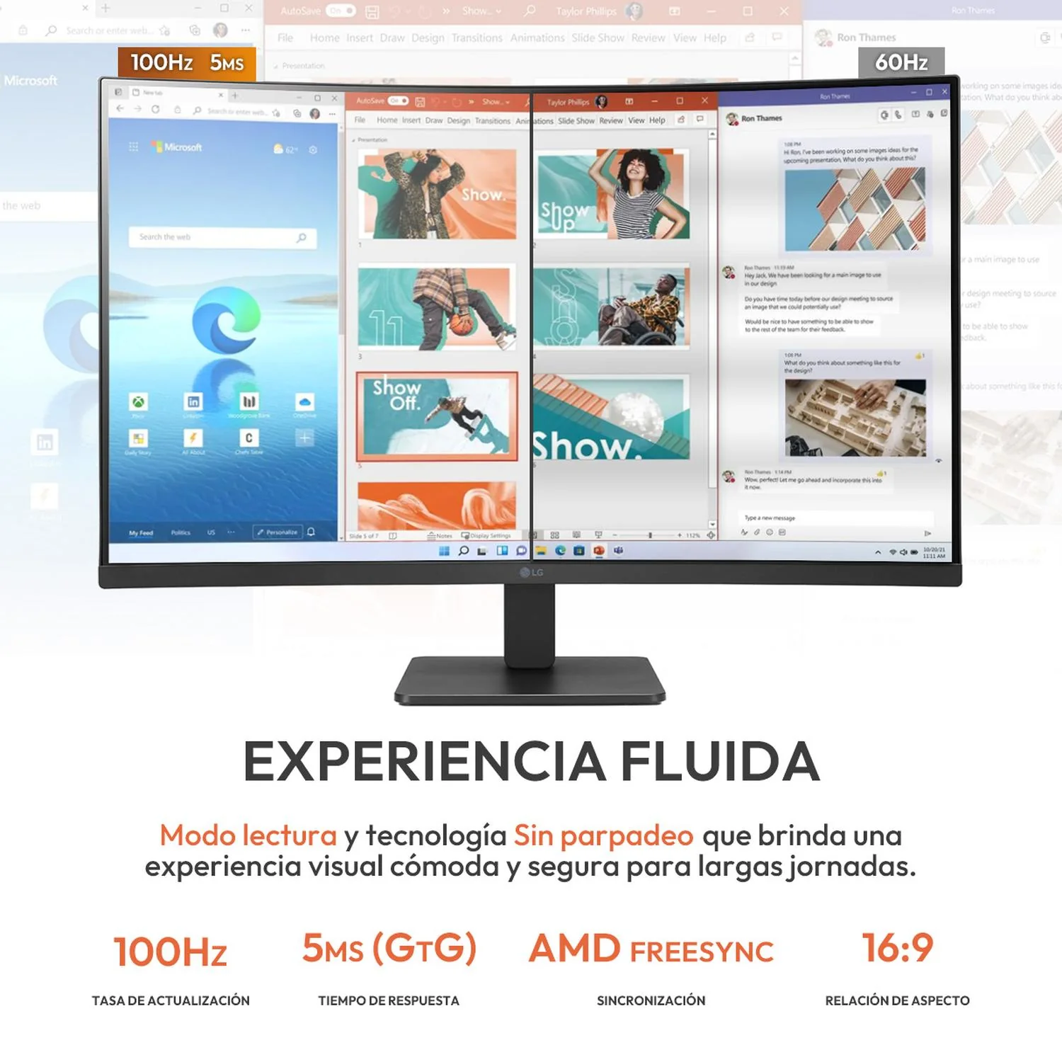 Monitor Curvo 31.5" LG 32MR50C-B 5ms 100 Hz Panel VA Full HD HDMI D-Sub AMD FreeSync - Image 3