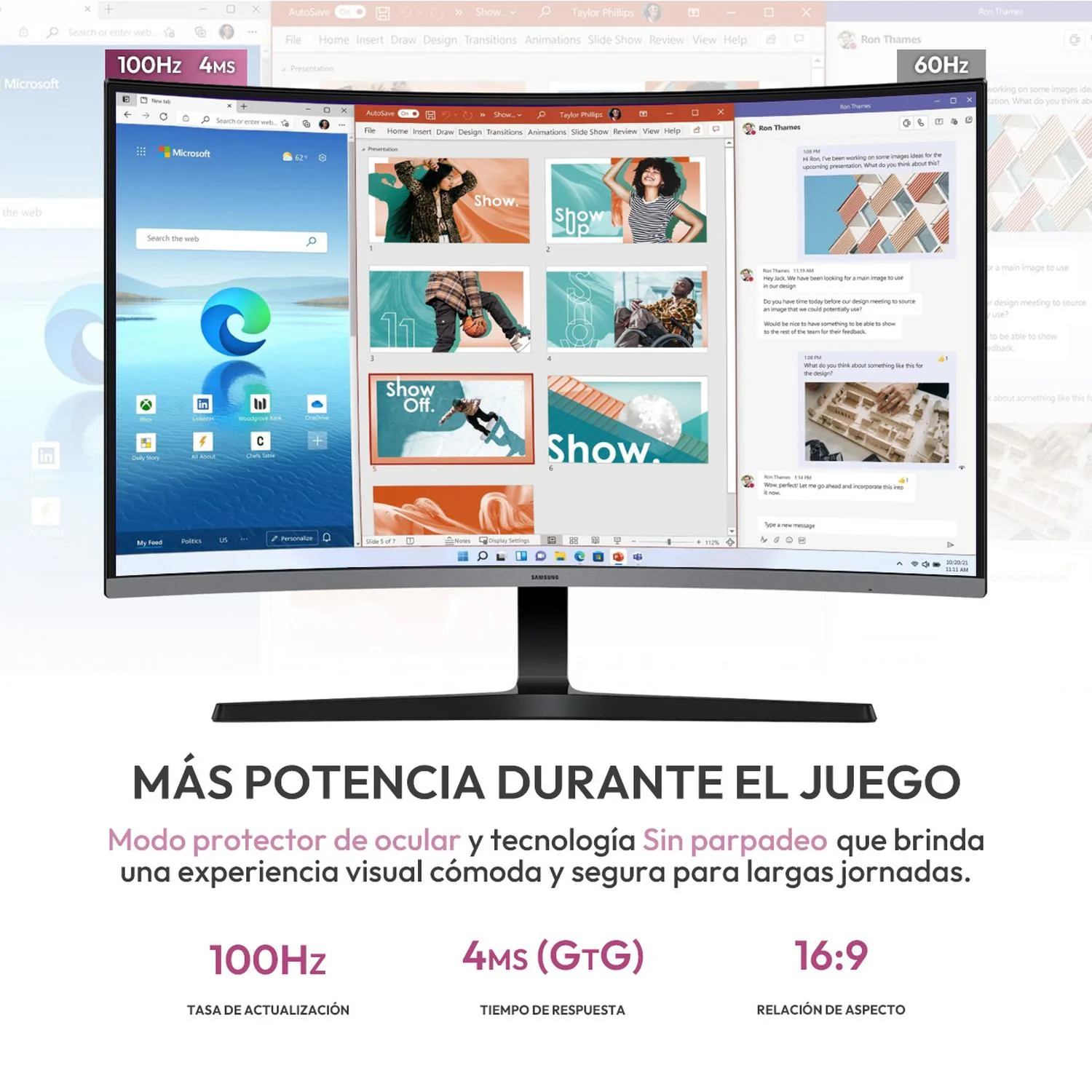 Monitor Curvo 32" SAMSUNG Essential S3 4ms 100Hz VA Full HD HDMI D-SUB - Image 3