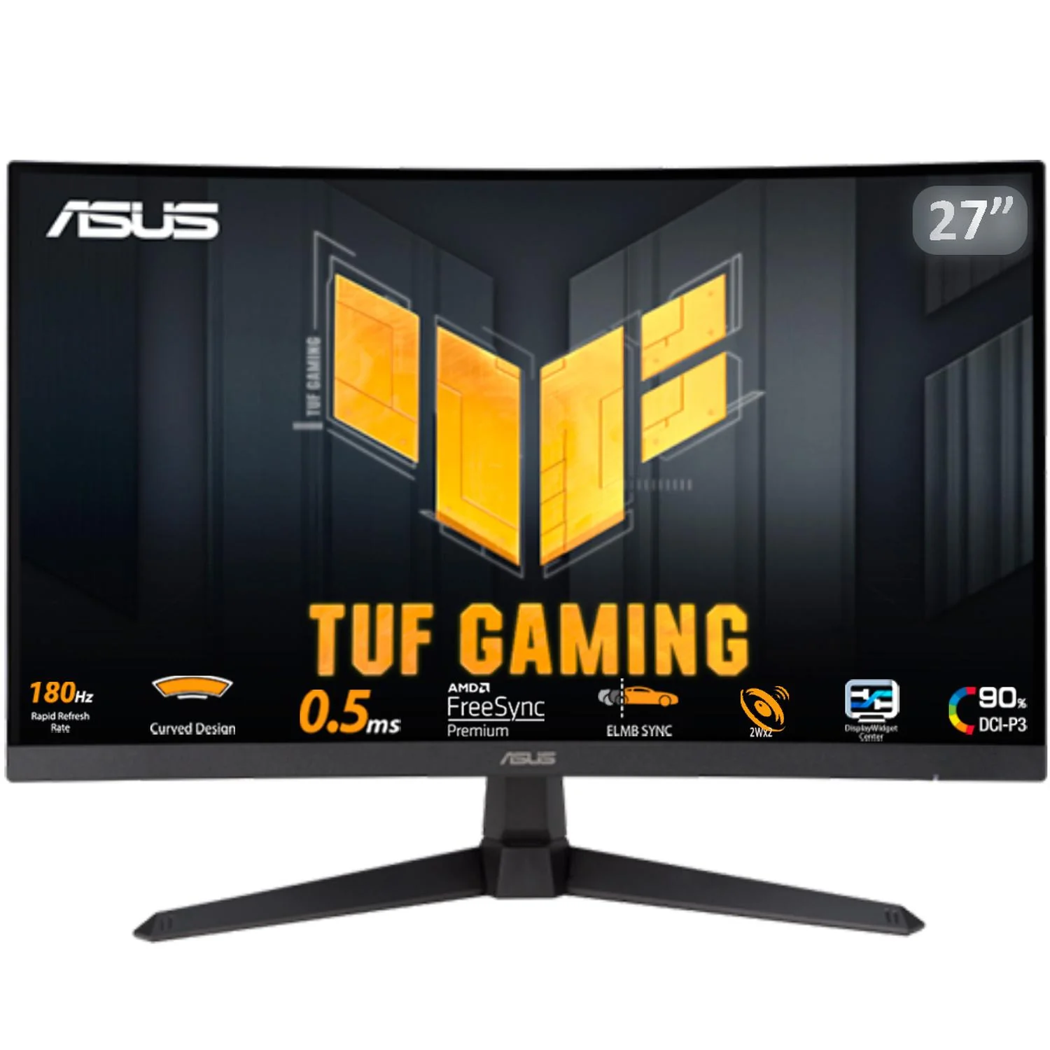Monitor Curvo Gamer 27 ASUS TUF Gaming VG27WQ3B 0.5ms 180Hz QHD Fast VA LED HDMI DP FreeSync Altavoz