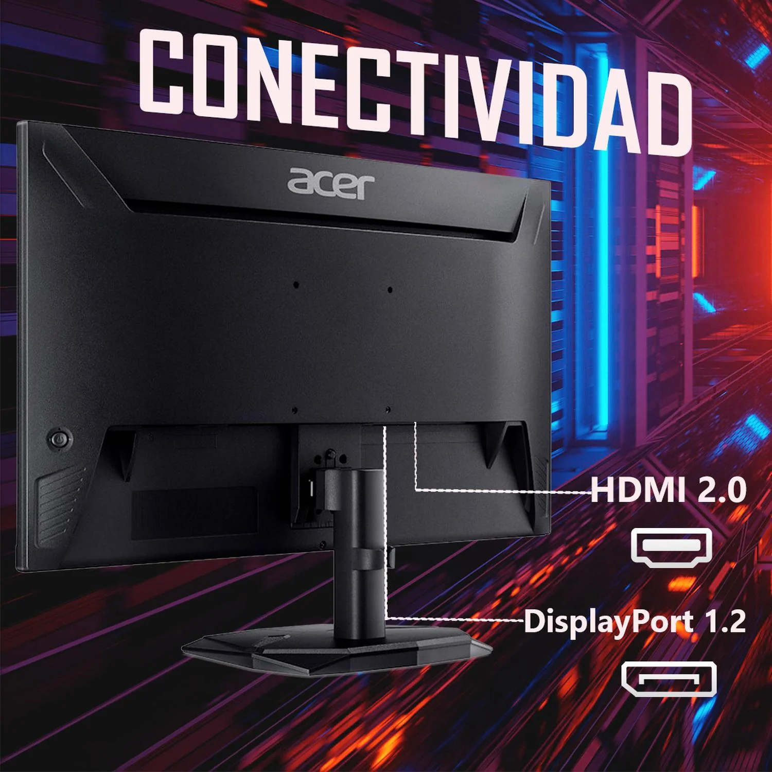 Monitor Gamer 23.8 ACER NITRO KG241Y P3BIP 0.5ms 180Hz Full HD VA HDMI DP AMD FreeSync - Image 5