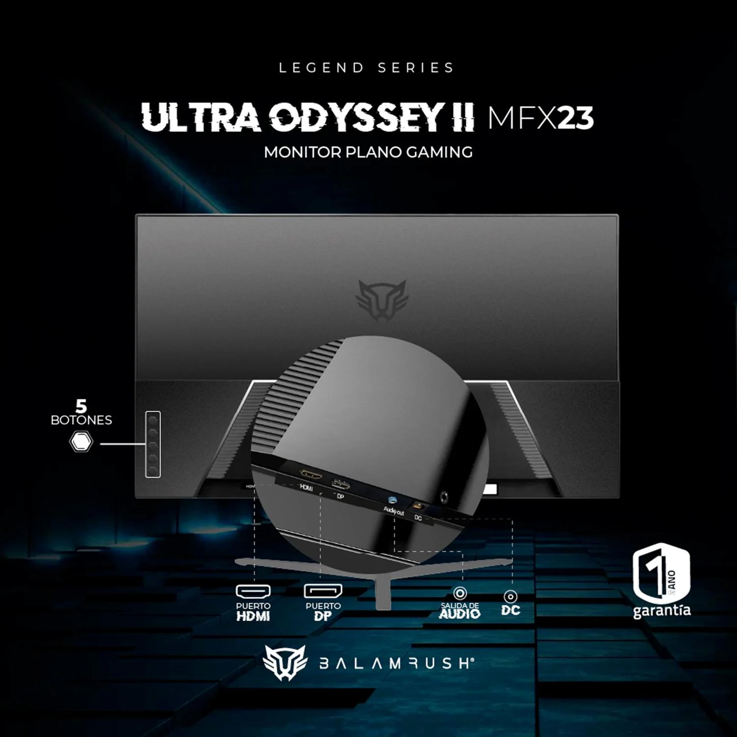 Monitor Gamer 23.8 BALAM RUSH ULTRA ODYSSEY II MFX23 1ms 100Hz FHD IPS LED HDMI Negro BR-938358 - Image 4