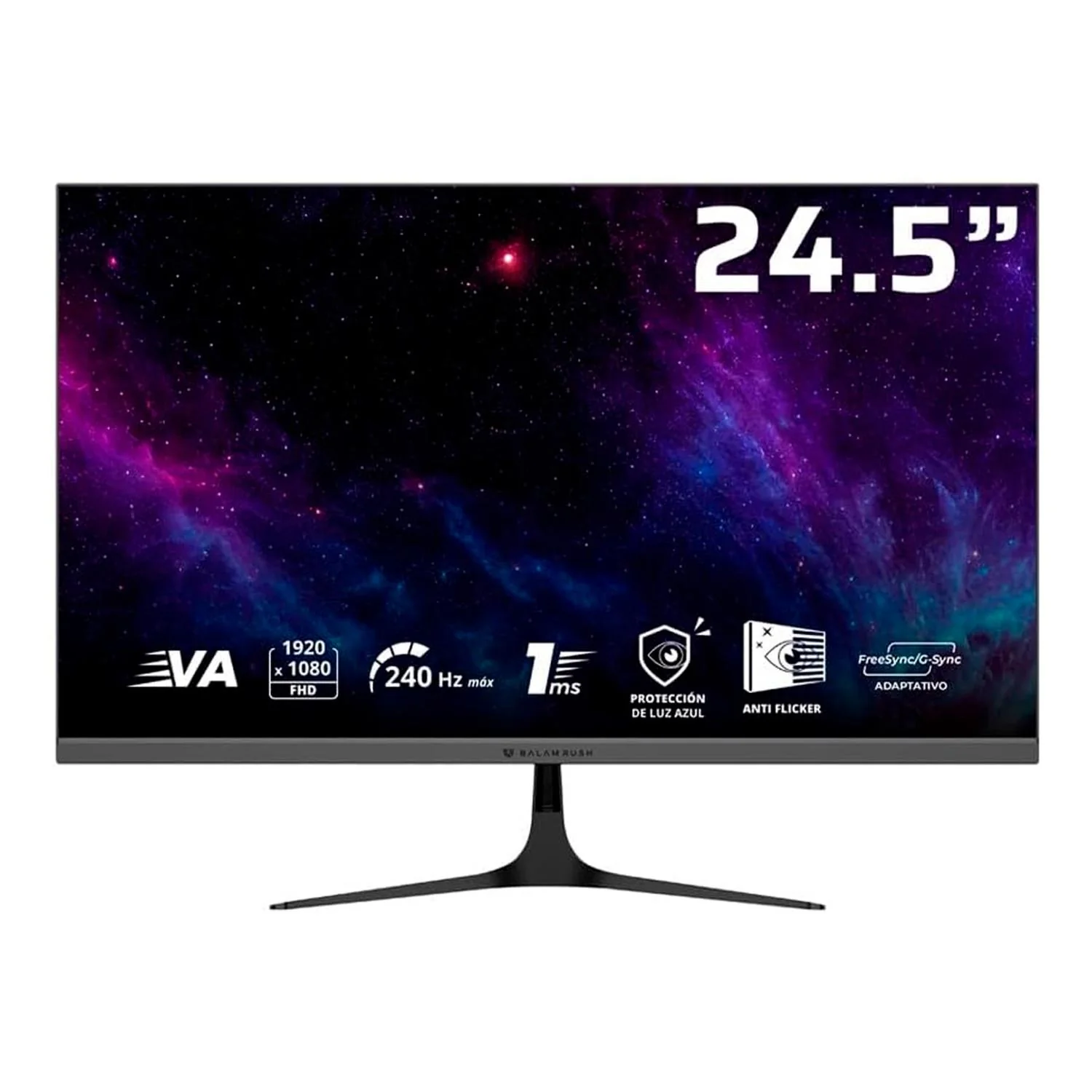 Monitor Gamer 24.5 BALAM RUSH COSMOS EDGE MCE245P Full HD 240Hz 1ms VA Adaptive-Sync HDMI Displayport Altavoces Negro BR-944113 Rapida sincronizacion para juegos fluidos
