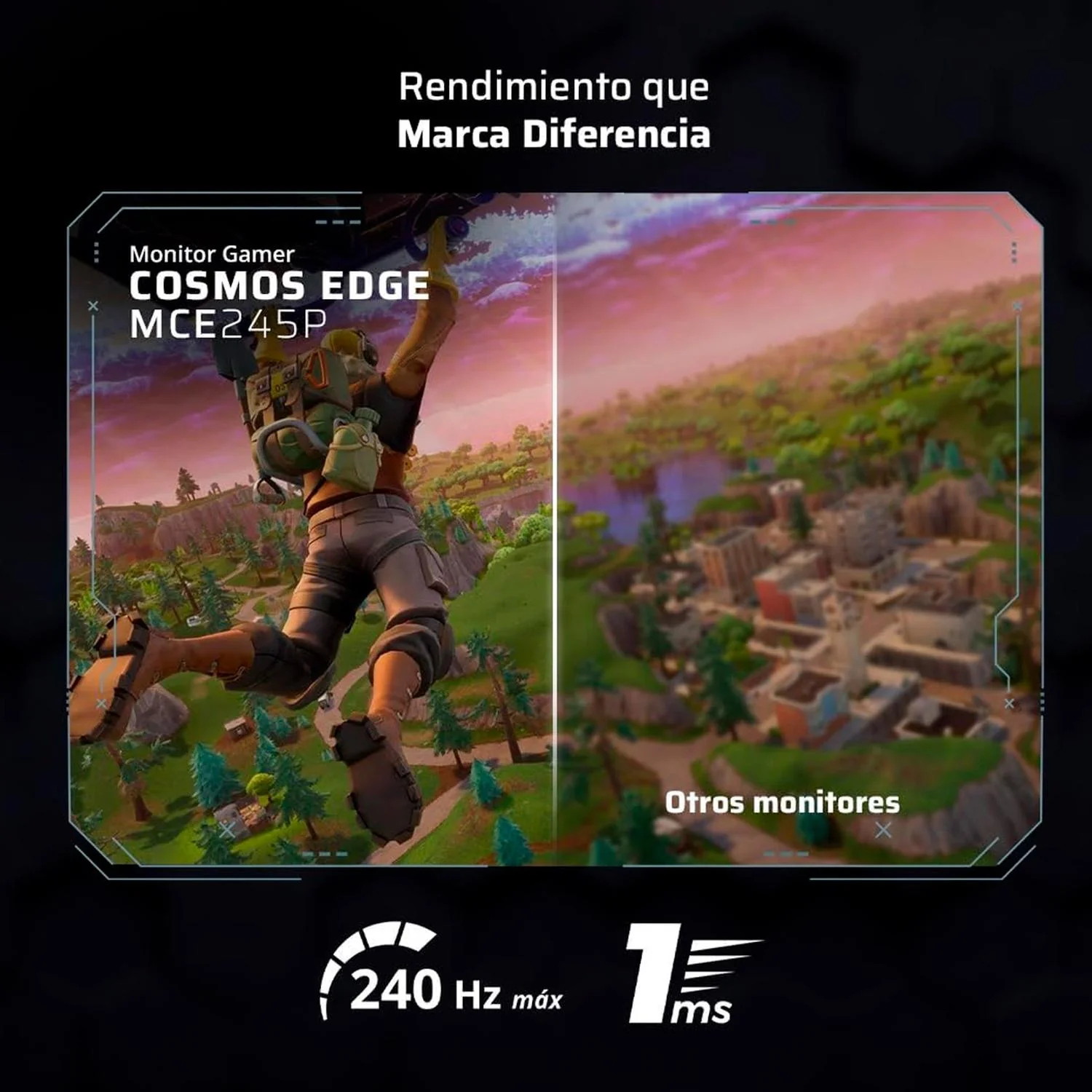 Monitor Gamer 24.5 BALAM RUSH COSMOS EDGE MCE245P Full HD 240Hz 1ms VA Adaptive-Sync HDMI Displayport Altavoces Negro BR-944113 Rapida sincronizacion para juegos fluidos - Image 5
